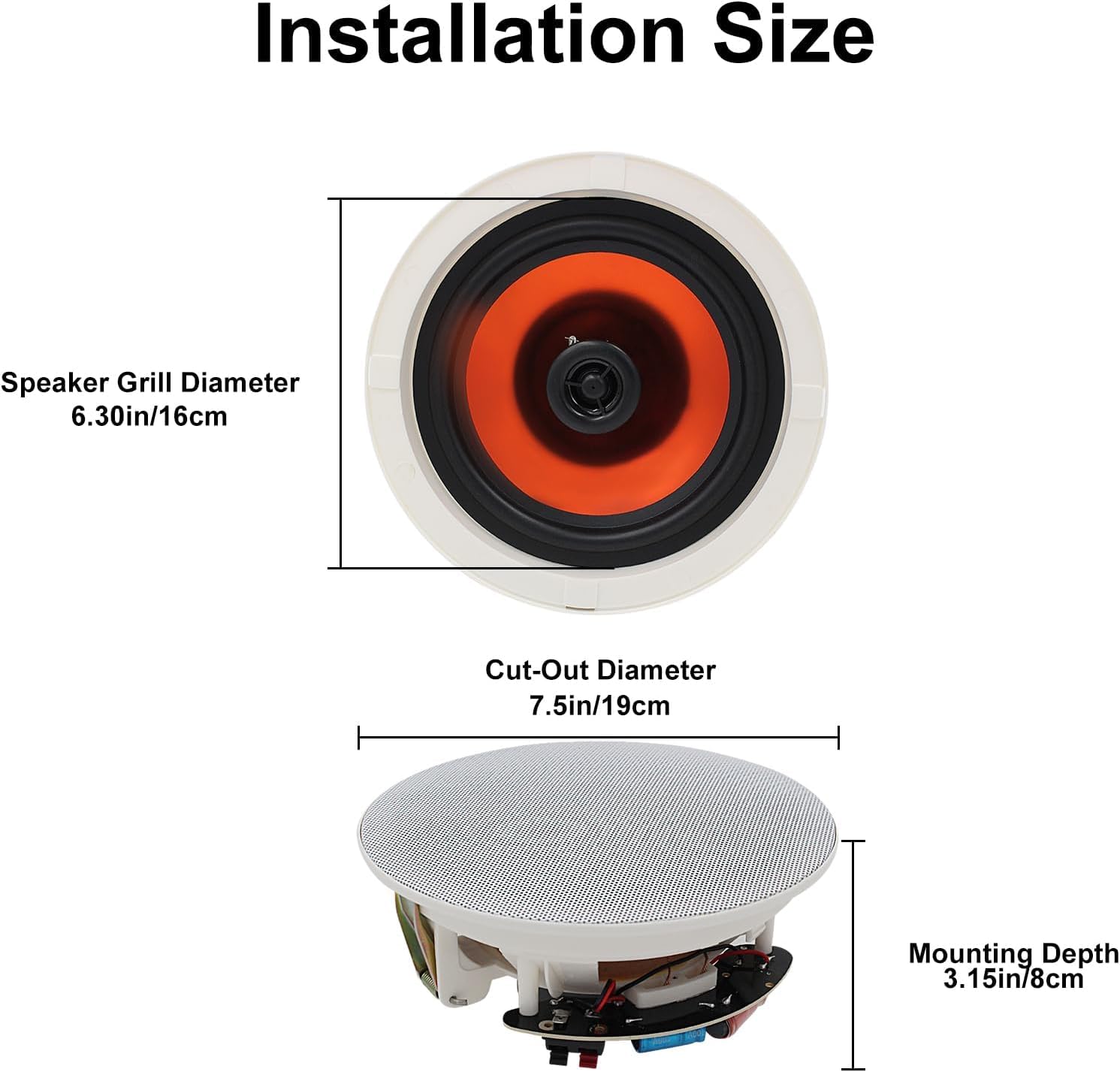 Herdio In Ceiling Speakers, 6.5 Inch 600 Watts Flush Mount Passive Wired Speakers For Bathroom, Kitchen,Living Room,Office(4 Spe