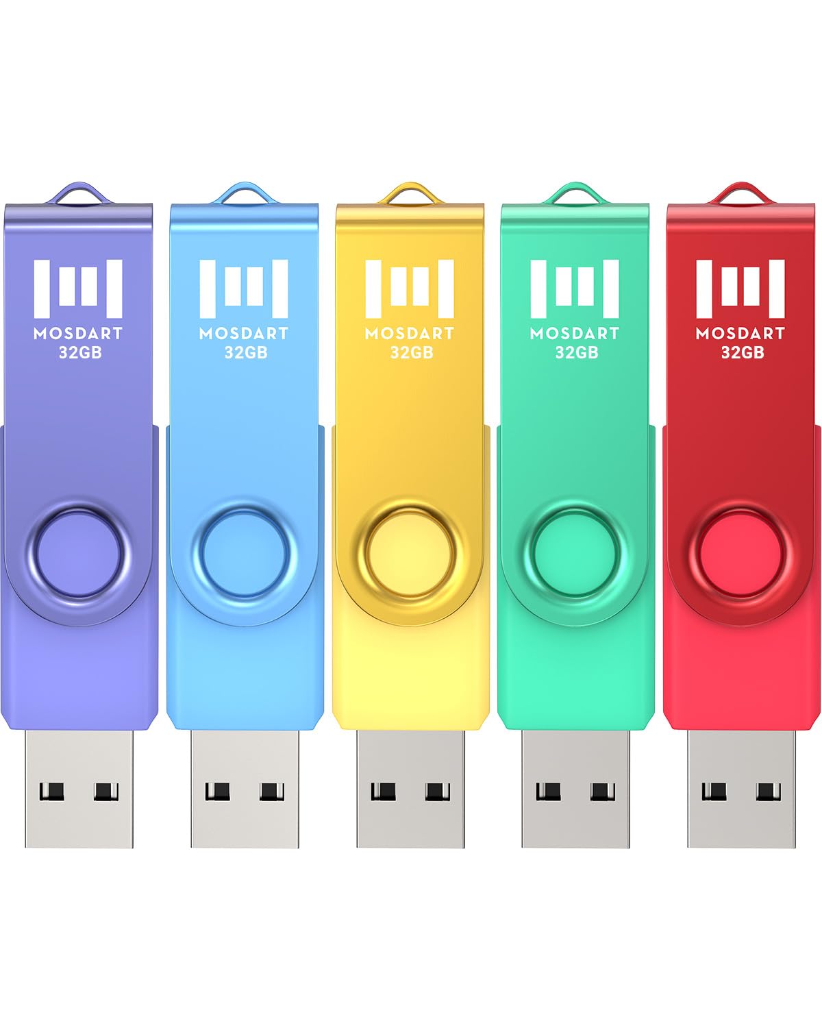 Mosdart 32Gb Bright Vivid Color Usb Flash Drive 5 Pack, 32 Gb Multicolor Multipack Usb2.0 Thumb Drives, Swivel Design With Led L
