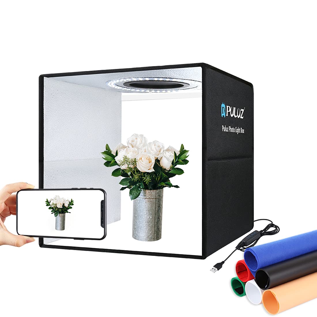 Lightbox, Puluz 11.8''/30Cm Photo Studio Light Box, Portable Picture Box Adjustable Brightness, Folding Professional Light Box P