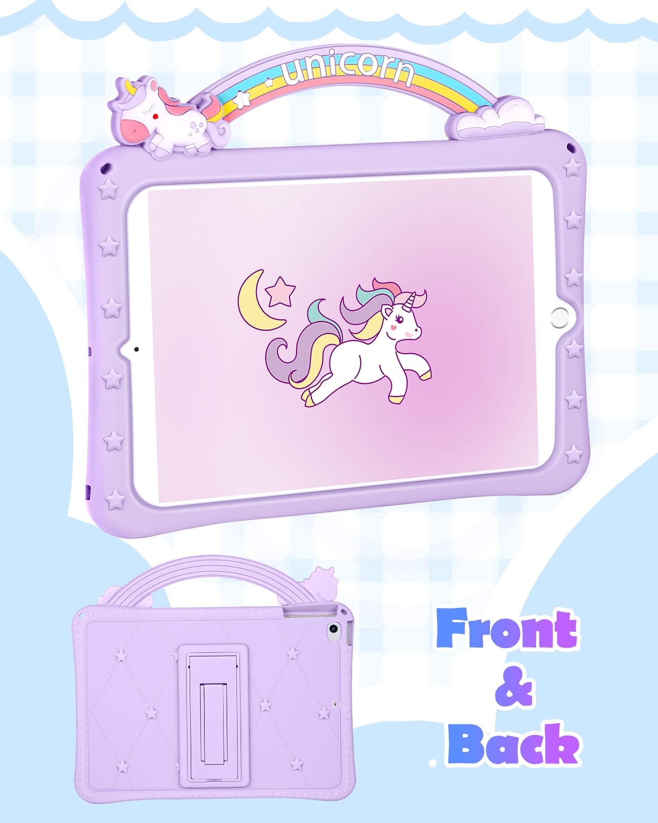 Wazzasoft For Ipad Mini 1/2/3 Case 7.9 Inch For Girls Cute Girly Cartoon Kawaii Pretty Purple Design Cover With Stand & Strap Un