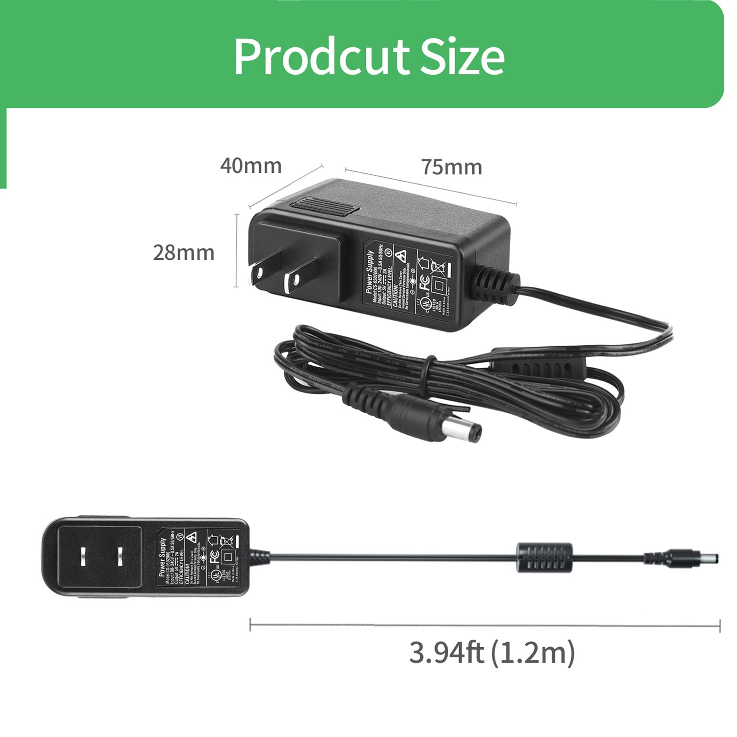 Security-01 Ac To Dc 5V 2A 2000Ma Power Supply Adapter, Plug 5.5Mm X 2.1Mm, Ul Listed Fcc