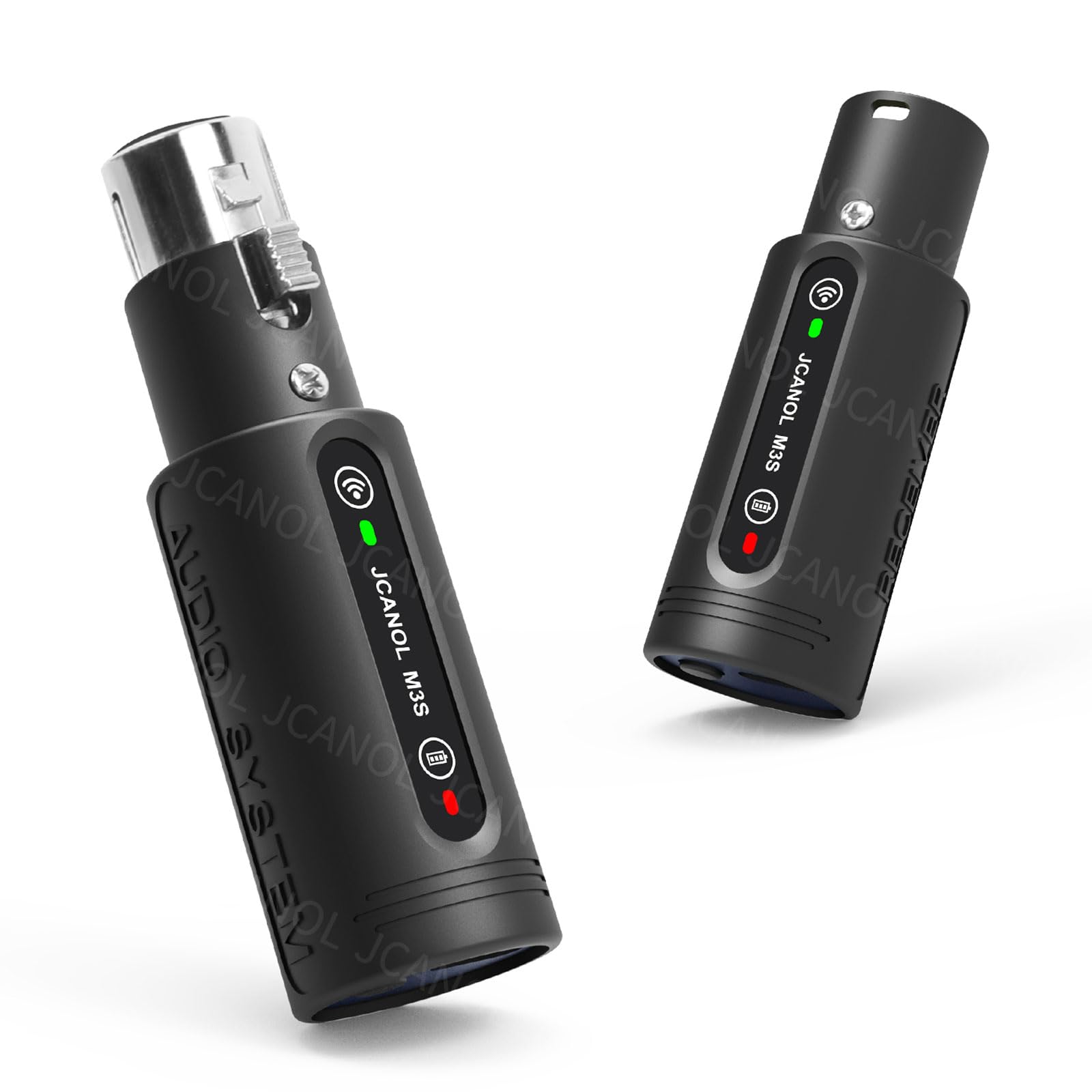 JCANOL M3S Wireless XLR Transmitter Receiver, Wireless Microphone Adapter with 24-bit/192kHz High-Resolution, Built in Mic Boost