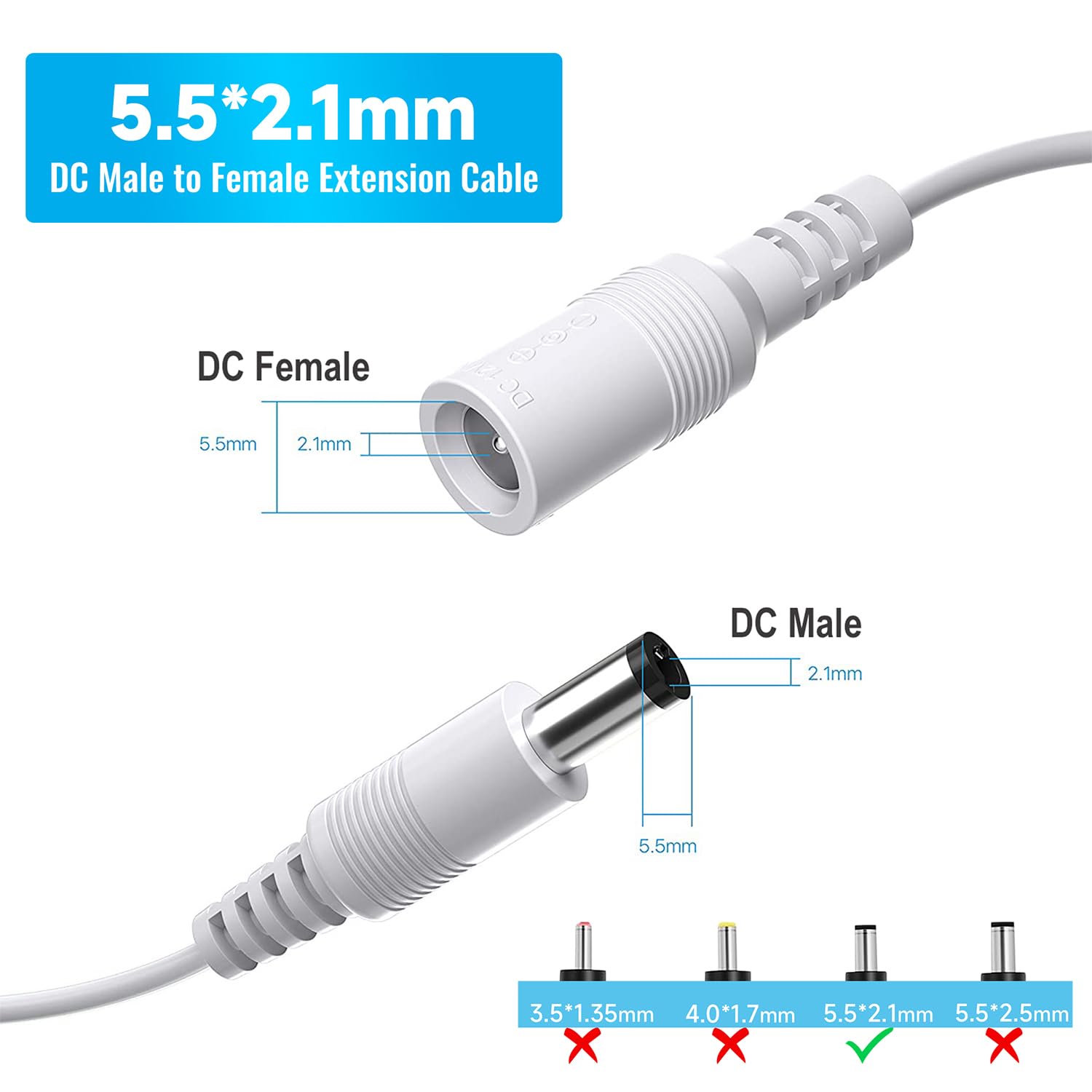 Anlink 10M 33Ft Power Extension Cable, Dc 12V 2.1Mm X 5.5Mm Power Adapter Extension Cord, Compatible With 12V Dc Power Supply Ad