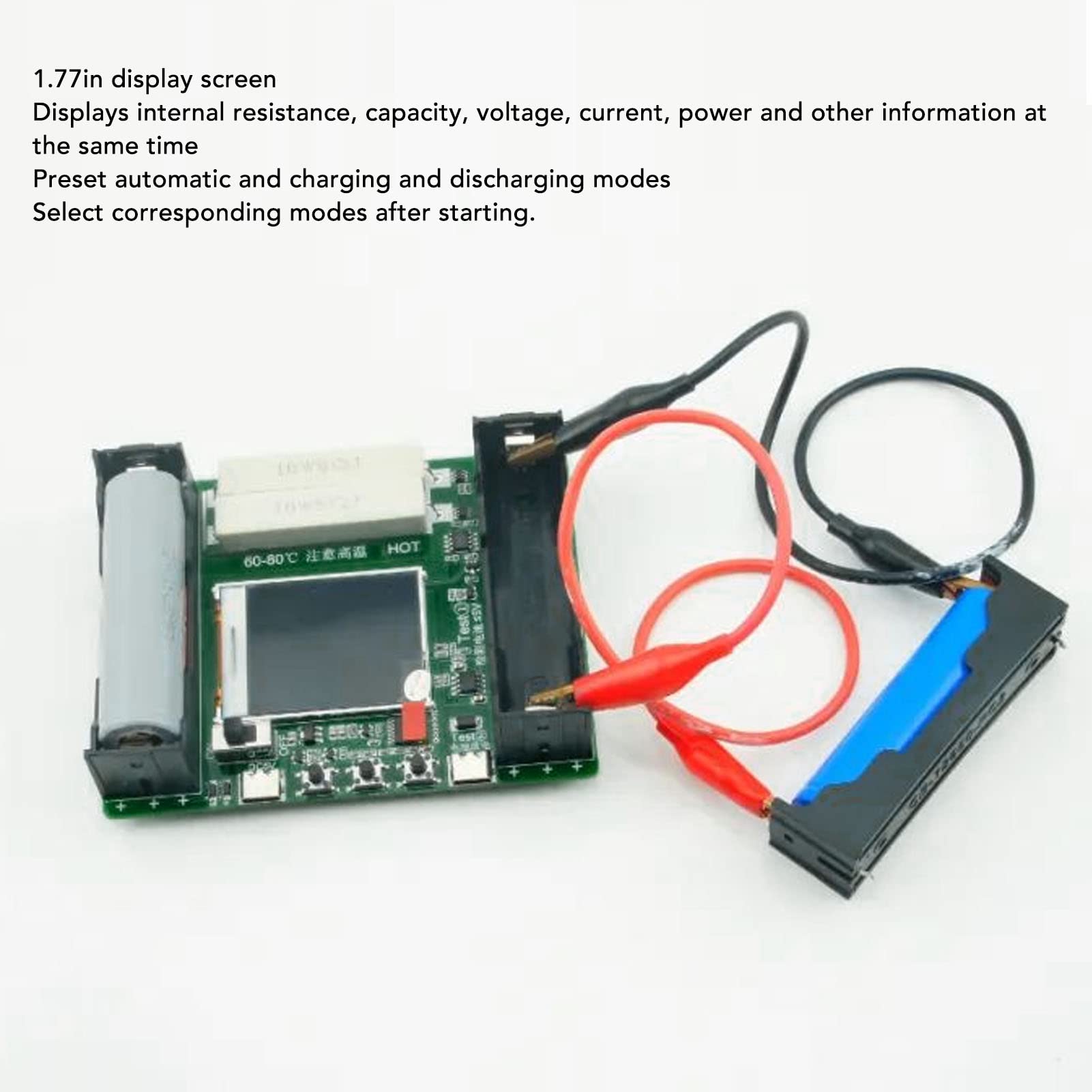 Dc5V Battery Internal Resistance Tester Battery Capacity Tester 1.77In Lcd Display Internal Resistance Capacity Voltage Current Power For Lithium Battery Capacity Tester