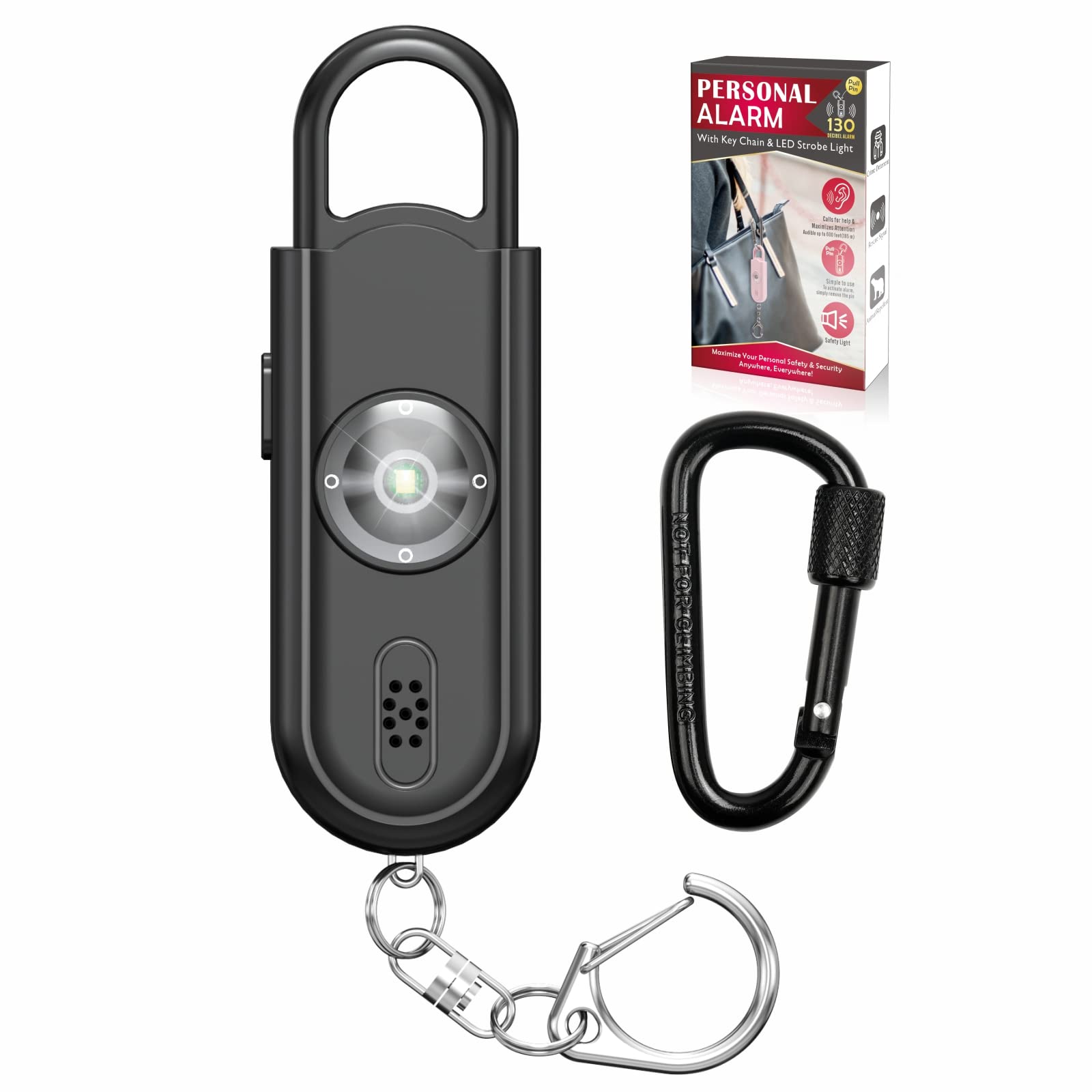 Safe Sound Personal Alarm, 130 Db Loud Siren Song Emergency Security Alarm Keychain With Strobe Led Light, Personal Sound Safety Siren For Women, Men, Children, Elderly