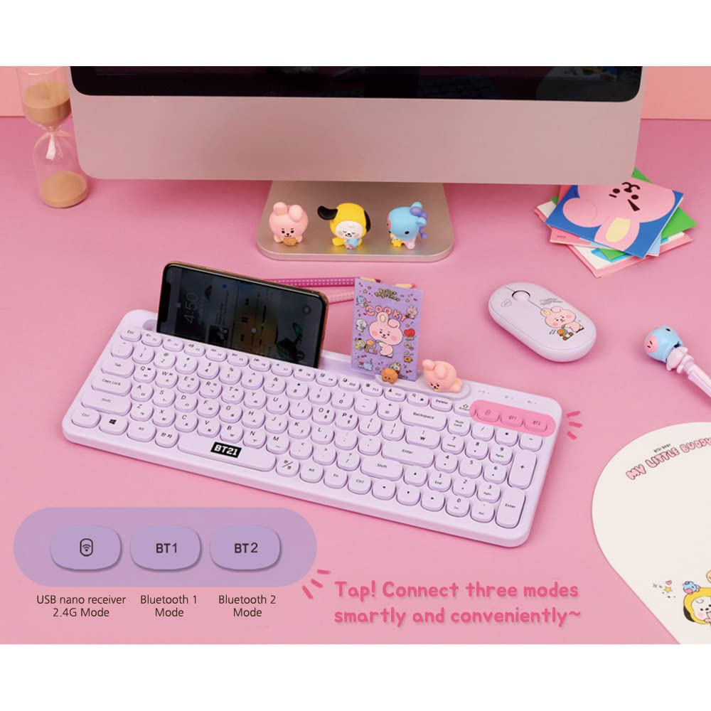 Bt21 Little Buddy Multi Pairing Wireless Retro Computer Keyboards, Membrane 102 Key Design Keyboard (Mang)