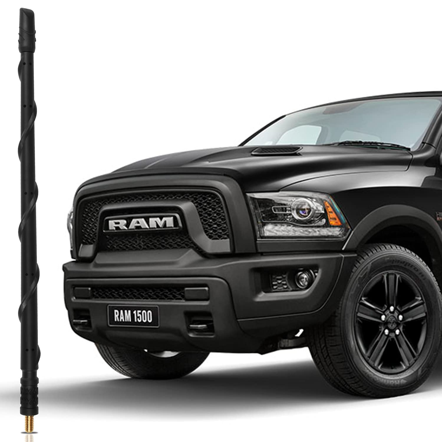 Ksaauto Antenna Accessories For Dodge Ram 1500 2500 3500 2009 2023, 13 Inch Flexible Rubber Ram Replacement Antenna, New Spiral 