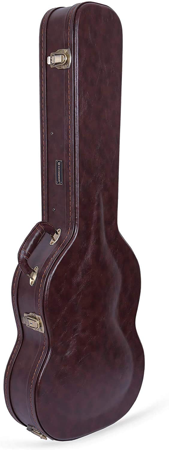 Crossrock Wooden Case for SG Electric Guitars, Vintage Brown, Model CRW620SGBR, Durable Leather Material