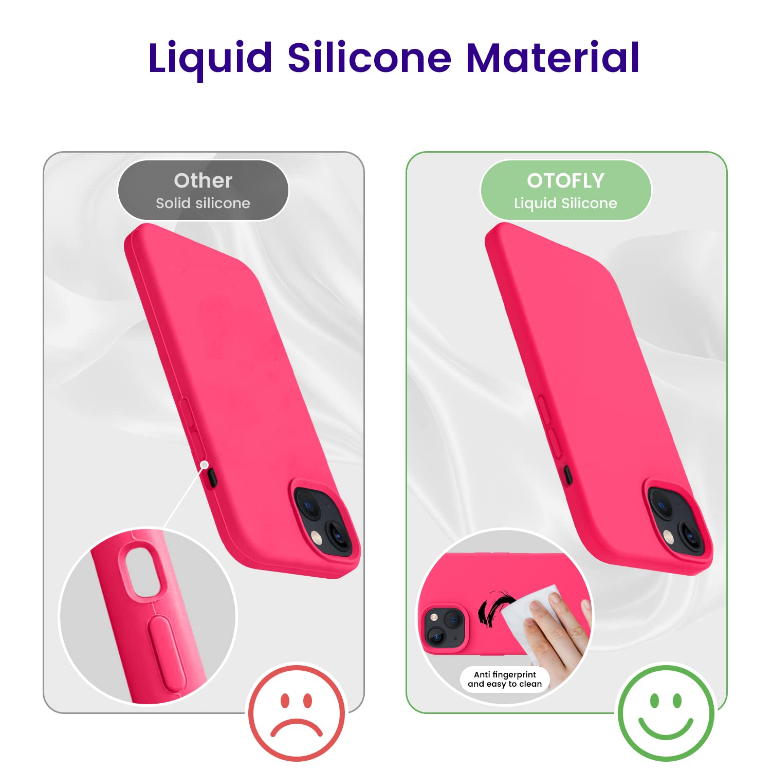Otofly Designed For Iphone 14 Case, Silicone Shockproof Slim Thin Phone Case For Iphone 14 6.1 Inch (Neon Pink)