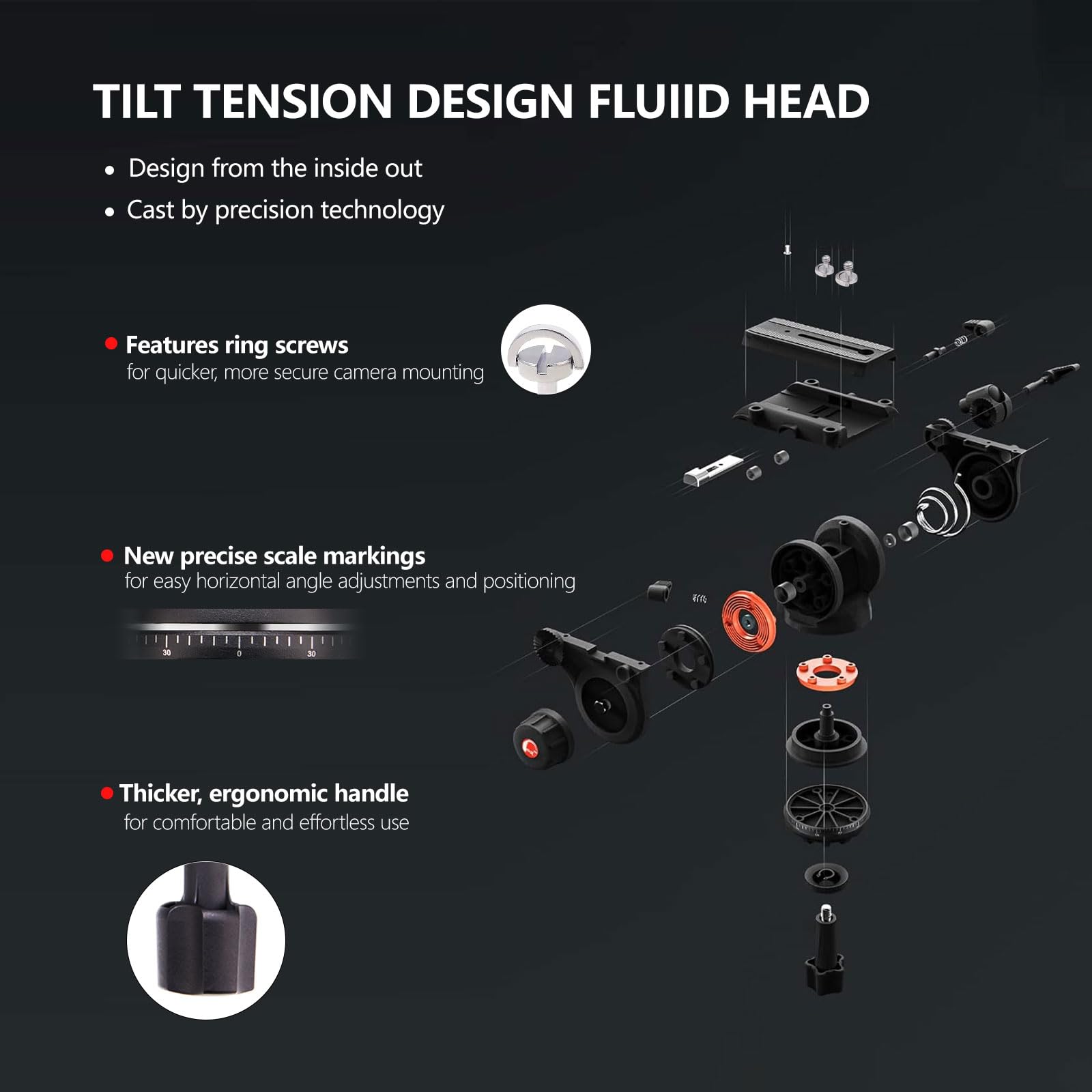 Raubay 70.8 Professional Heavy Duty Video Camera Tripod With Fluid Head, Qr Plate For Dslr Camcorder, Max Loading 17.6Lbs, Alumi