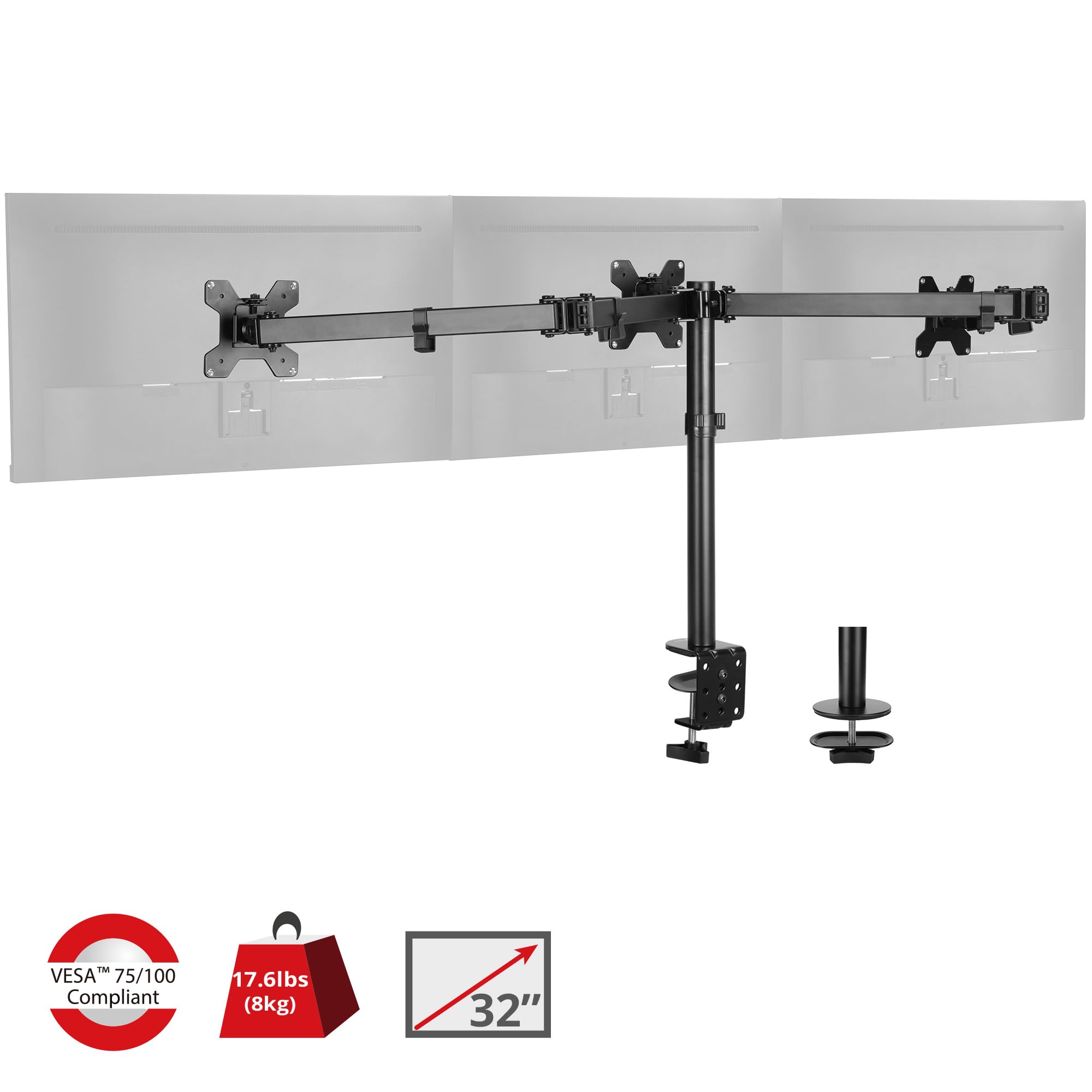 Siig Articulating Triple Monitor Desk Mount Desk Mount, Black (Ce Mt0R12 S3)