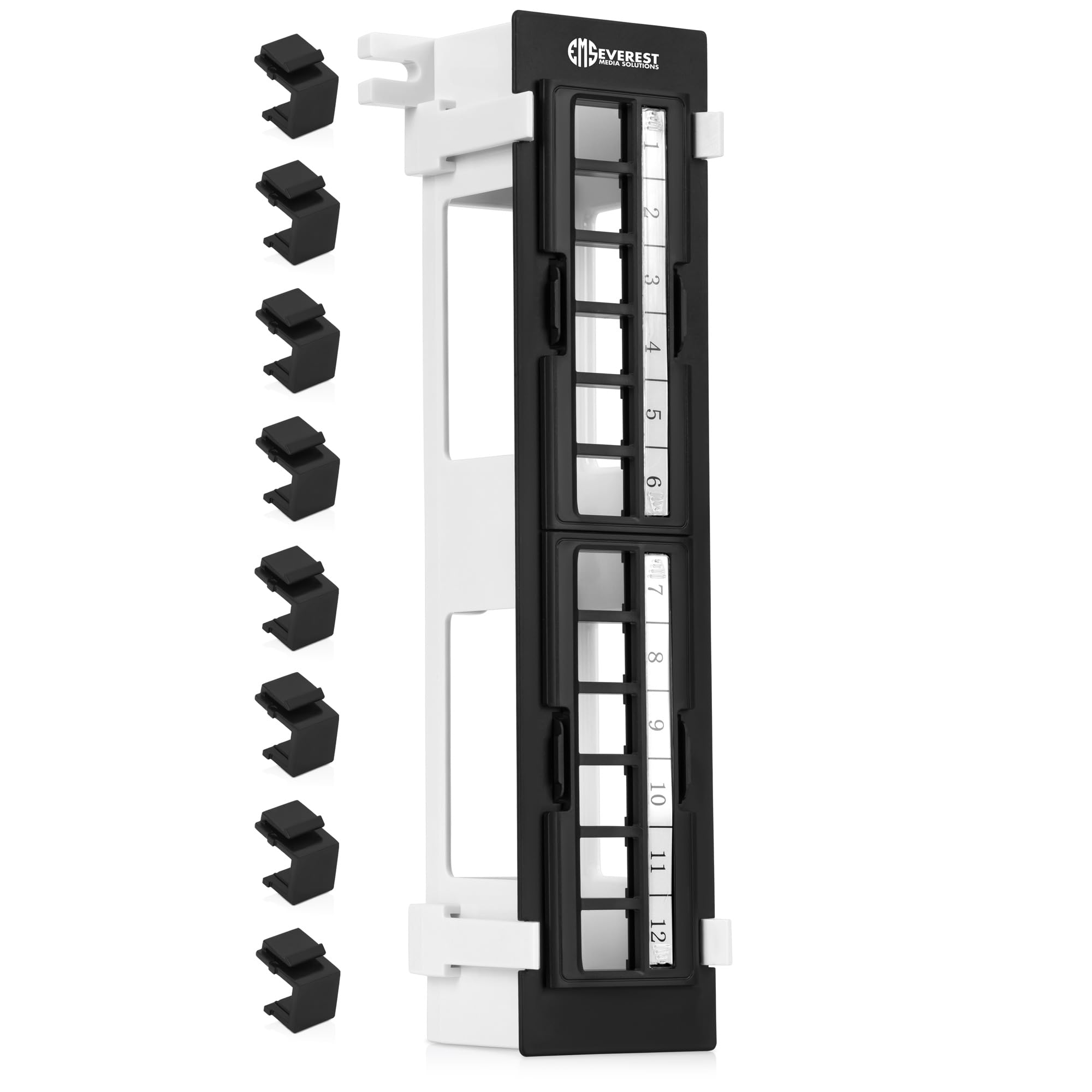 Everest Media Solutions 12 Port Keystone Patch Panel (1 Pack)   Use With Slim Profile Keystones Only (Wider Jacks May Not Fit Si