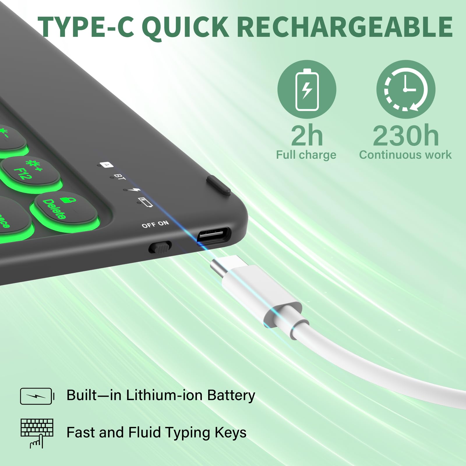 Aoub Keyboard Case For Ipad Air 11 Inch M2 2024, Ipad Air 5Th/4Th Gen 2022/2020, 7 Color Backlit, Folio Detachable Wireless Blue