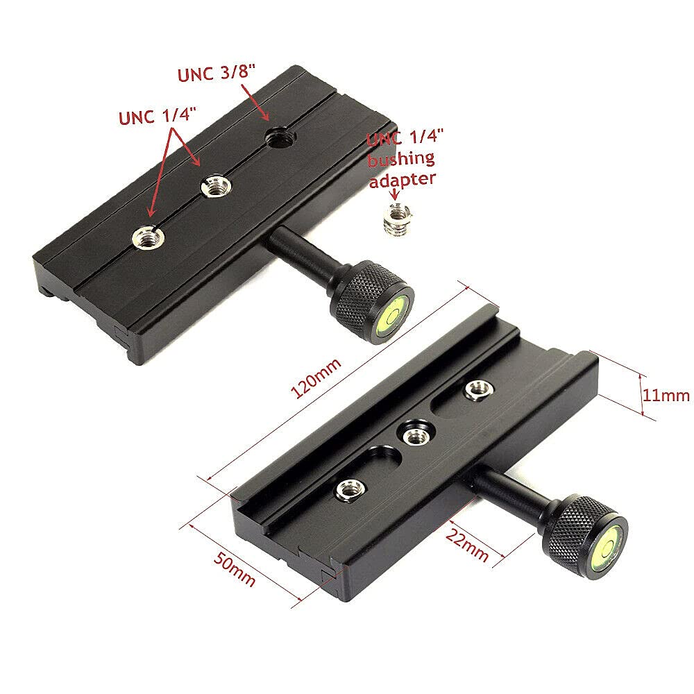 Hersmay 120Mm Arca Swiss Quick Release Plate With Qr Clamp Adapter With 3/8'' 1/4'' Screw Hole Compatible For Camera Tripod Ball