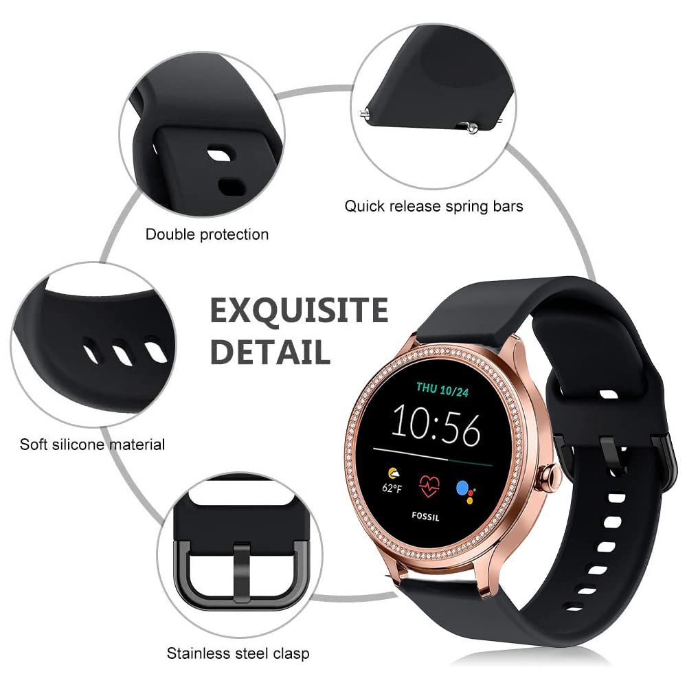 Vicrior Bands Compatible With Fossil Women'S Gen 5E 42Mm / Gen 6 42Mm, 18Mm Quick Release Soft Silicone Fadeless Pattern Printed