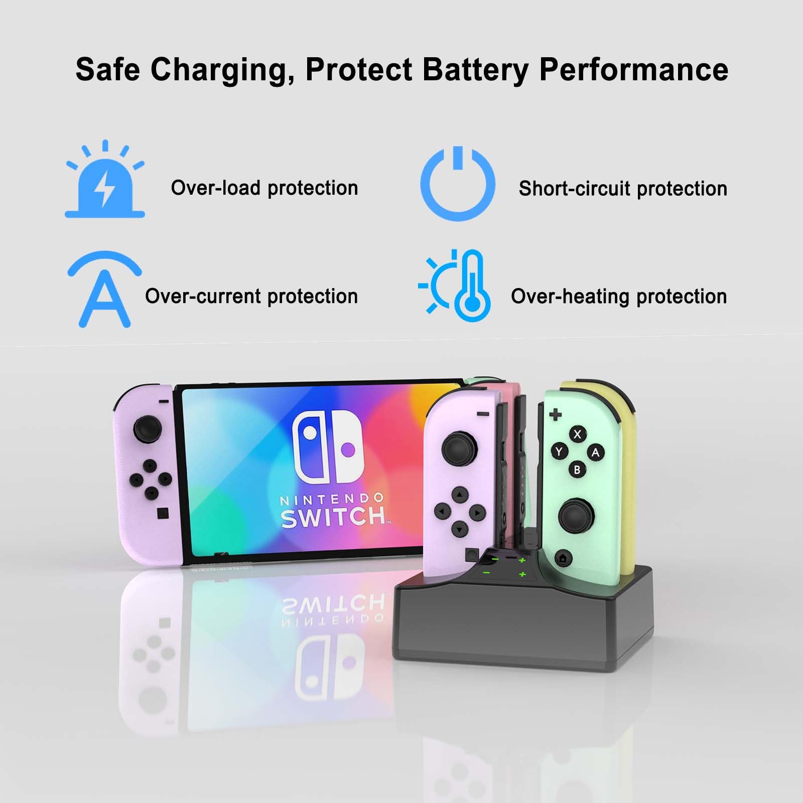 Joycon Charging Dock For Nintendo Switch & Switch Oled, Yccsky Charger Station For Switch Joy Con With A Usb Type C Charging Cab