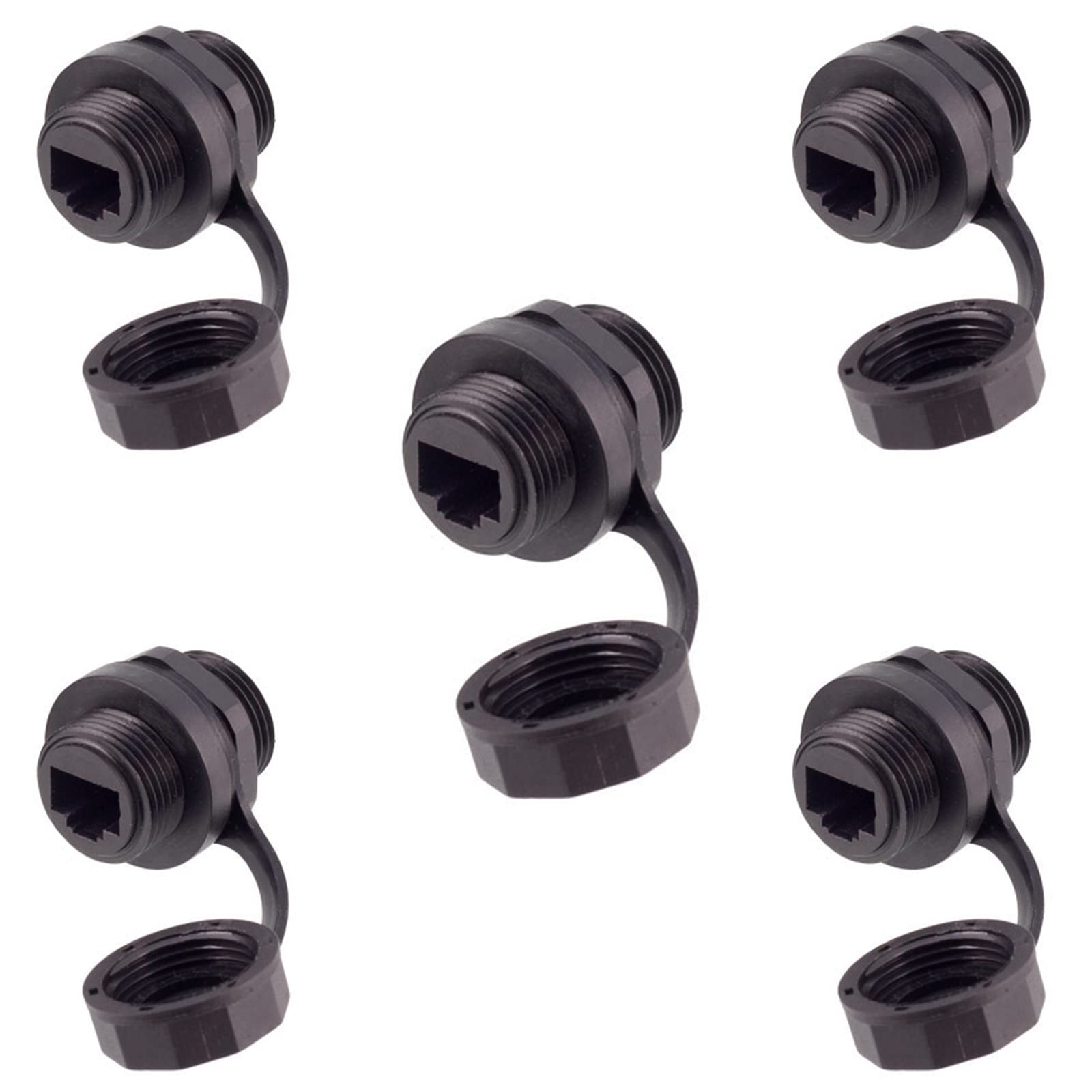 Penglin 5Pcs Rj45 Panel Mount Coupler, Shielded Ip67 Waterproof Ethernet Connector Pass Through, Cat6/Cat5E/Cat5 Female To Femal