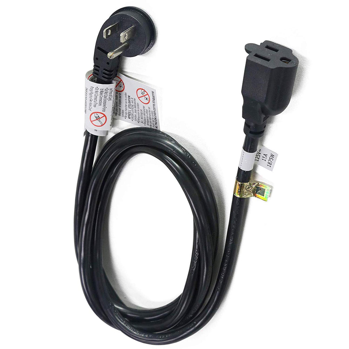 Firmerst 10Ft 1875W Flat Plug Extension Cord 14 Awg Black 15A