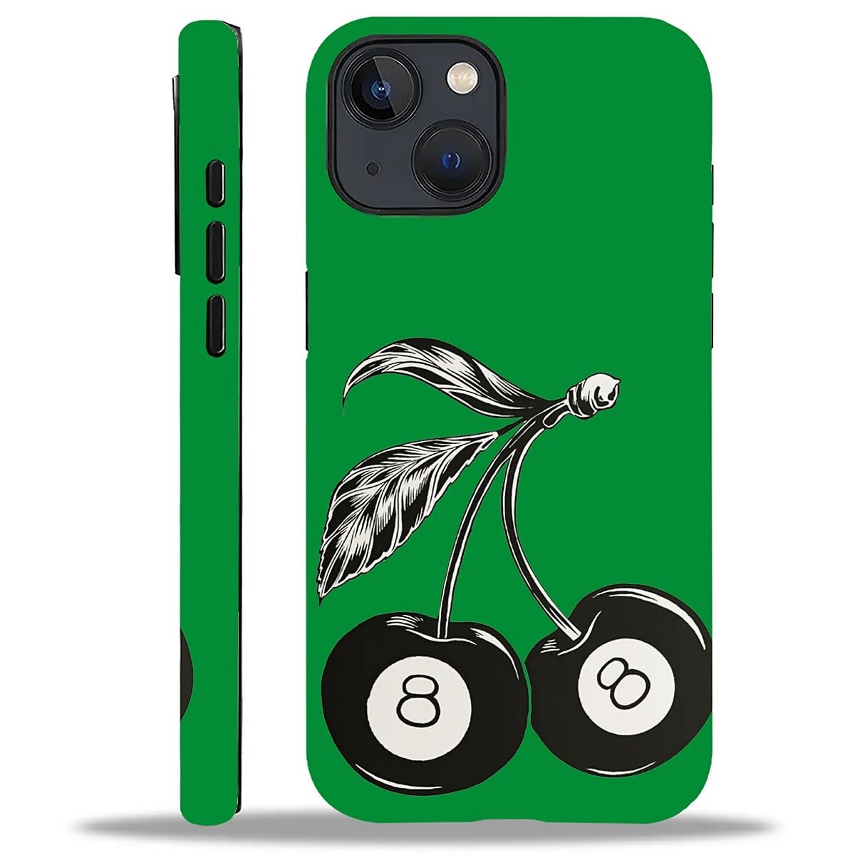 WANKBLC Compatible with iPhone 14 Plus Matte Case, Cute 8 Billiard Ball Cherry Fruit Pattern for Girl Full Body Design Soft Sili