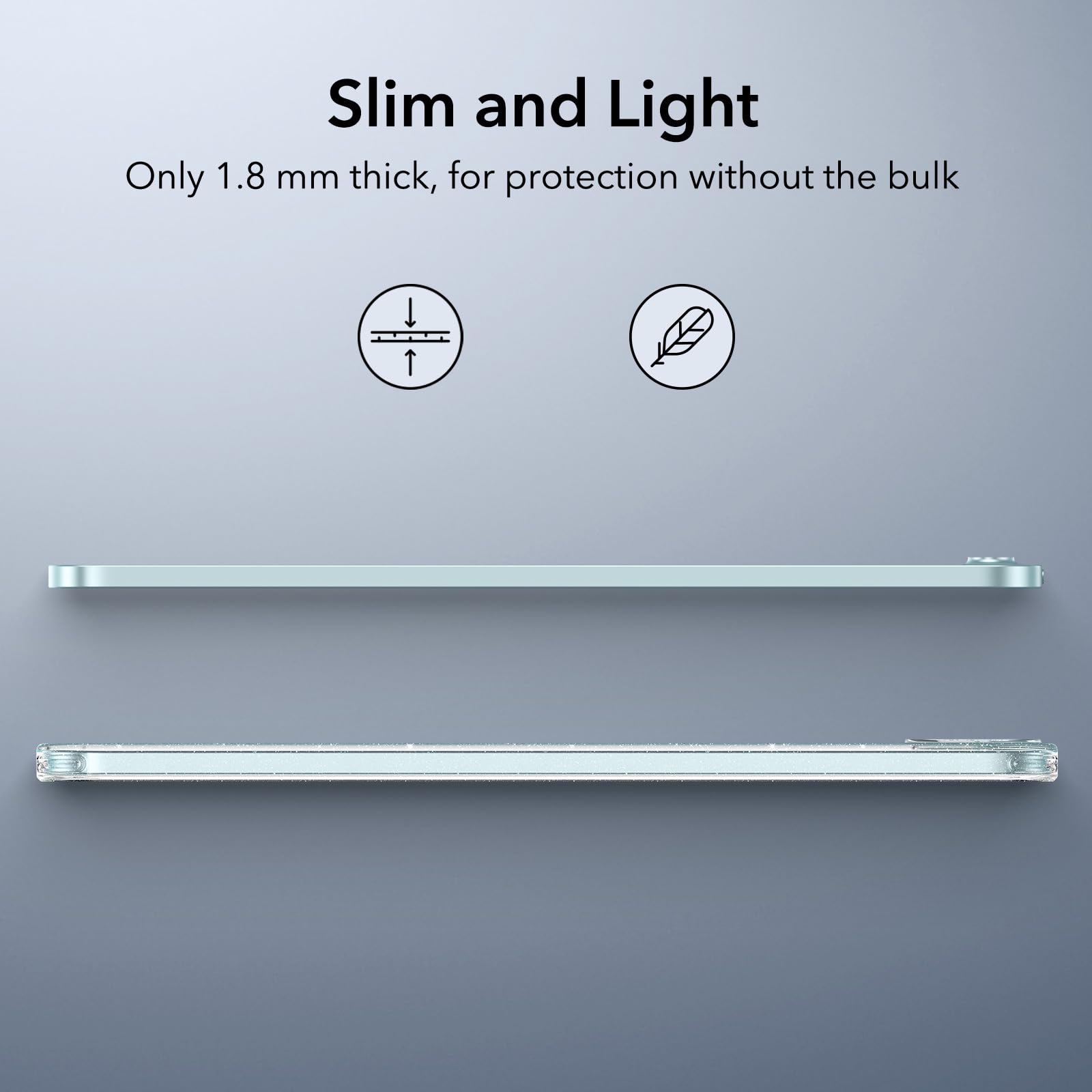 Esr For Ipad Air 11 Inch Case M2 2024, Ipad Air 6Th/5Th/4Th Gen(2024/2022/2020), Slim&Light, Yellowing Resistant, Transparent Back Cover, Supports Pencil Pro&Pencil (Usb C), Zero Series,Clear Shimmer