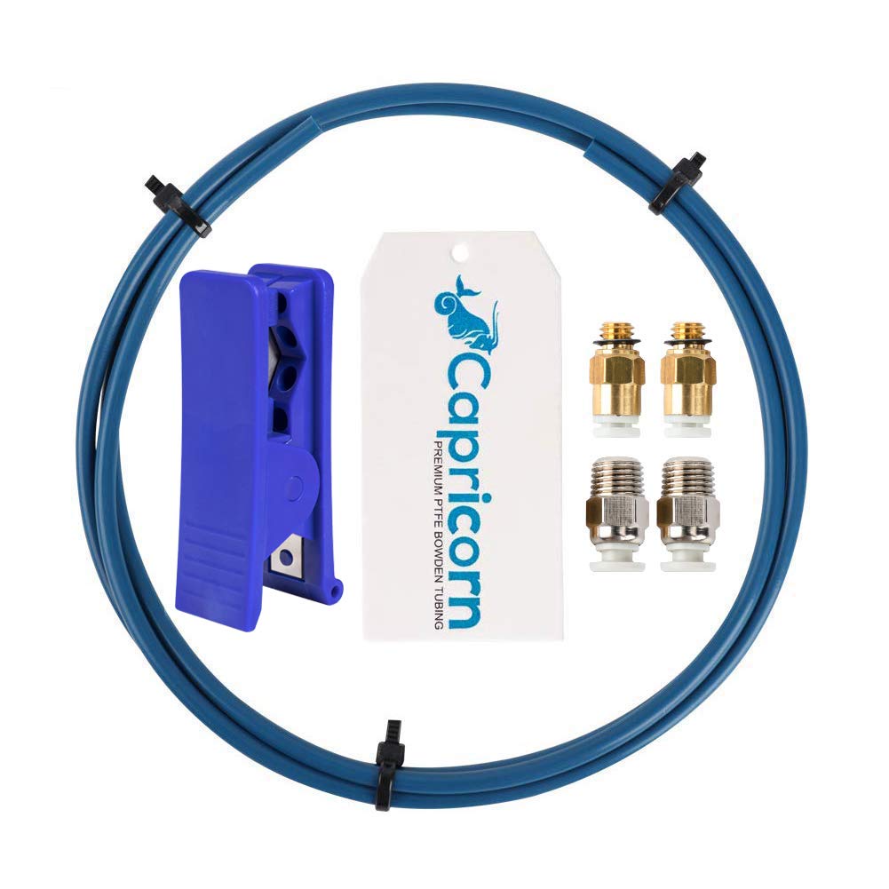 Capricorn Bowden Ptfe Tubing 1M Xs Series 1.75Mm Filament With 2X Pc4 M6 & 2X Pc4 M10 Pneumatic Fittings & Tube Cutter For Creal