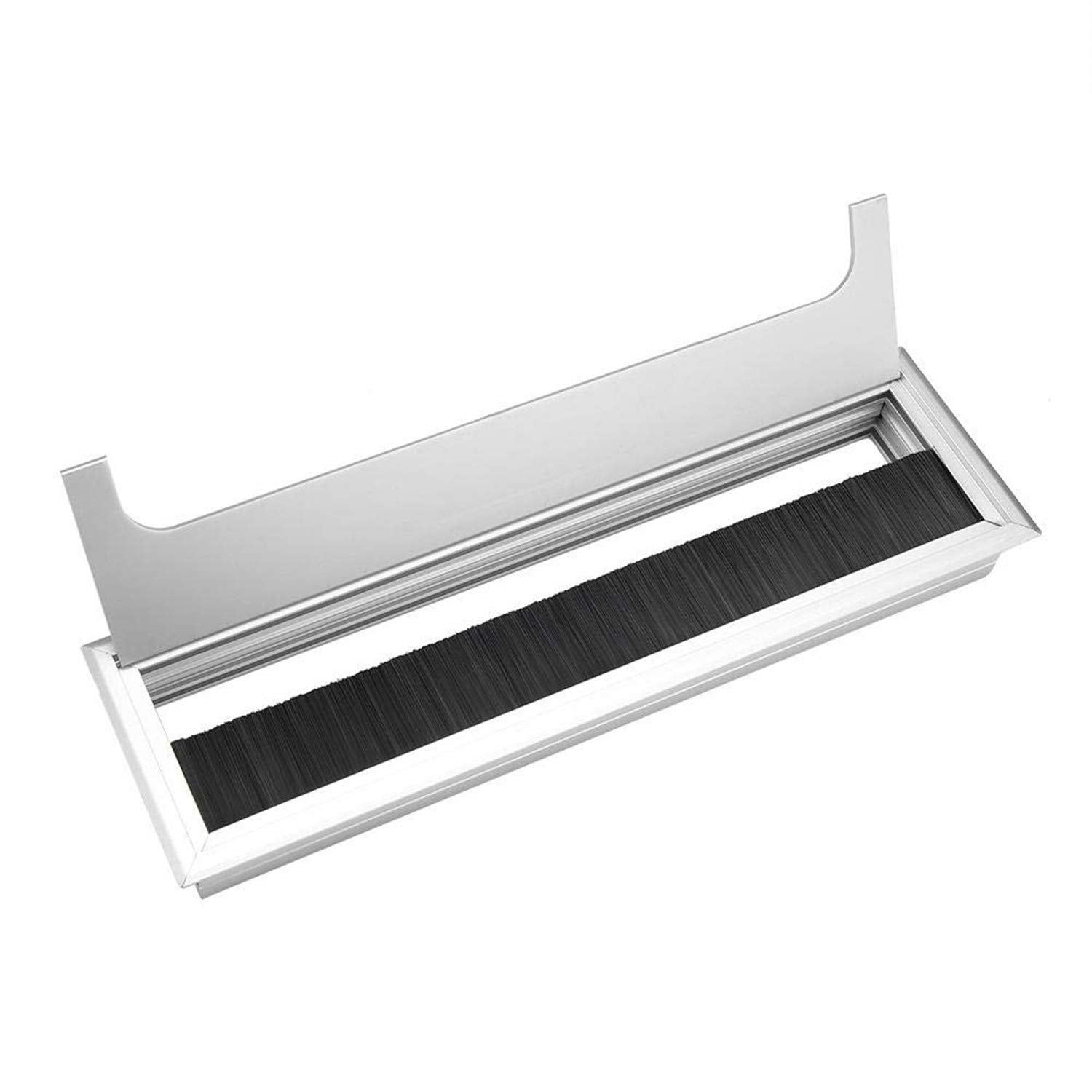 Xmhf Aluminum Alloy Rectangle Wire Cable Grommet Hole Cover Cable Organizer For Office Desk Computer Desk Table 11 X 3.15 Inch (