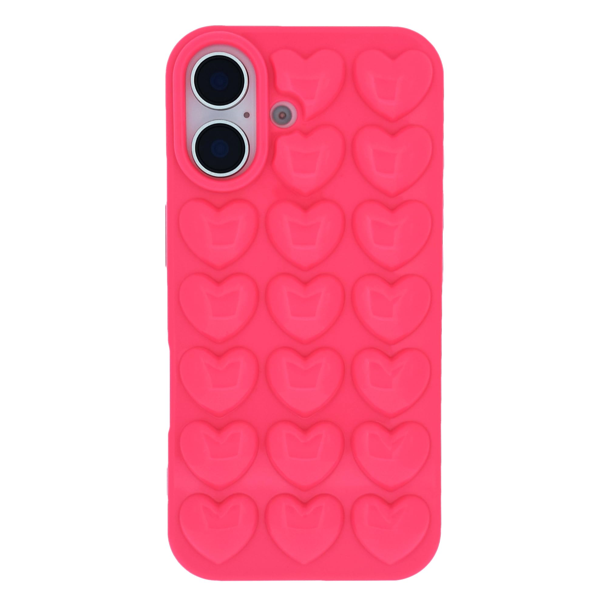 Dmaos For Iphone 16 Case For Women, 3D Pop Bubble Heart Kawaii Gel Cover, Cute Girly For Iphone16 6.1 Inch - Hot Pink