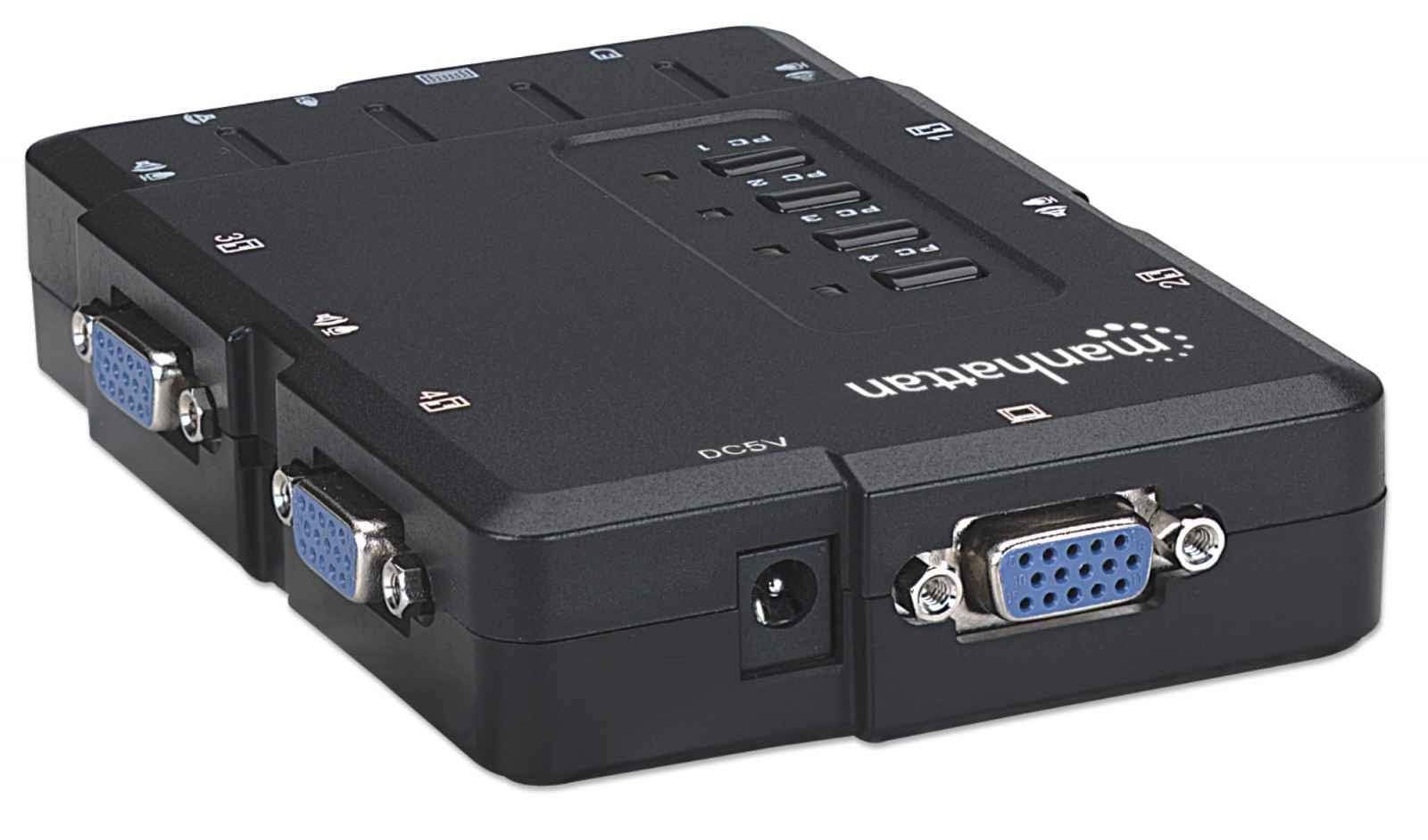 Manhattan 4 Port Kvm Switch     Audio & Microphone Functionality With Usb Support     For Managing Multimedia Systems On Compute