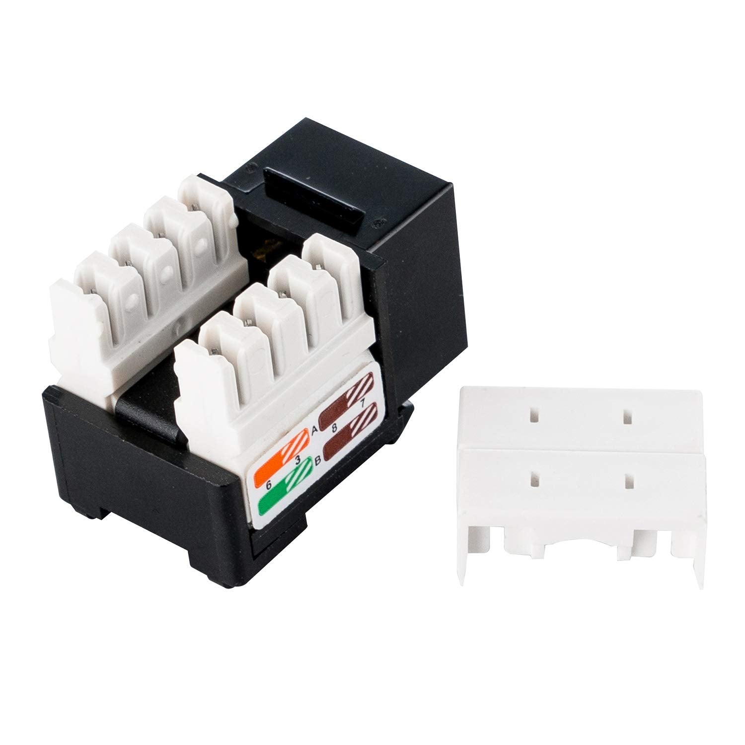 Linkomm 25 Pack Rj45 Cat5E Utp Unshielded Keystone Jack With Punch Down Palm Holder (Black)