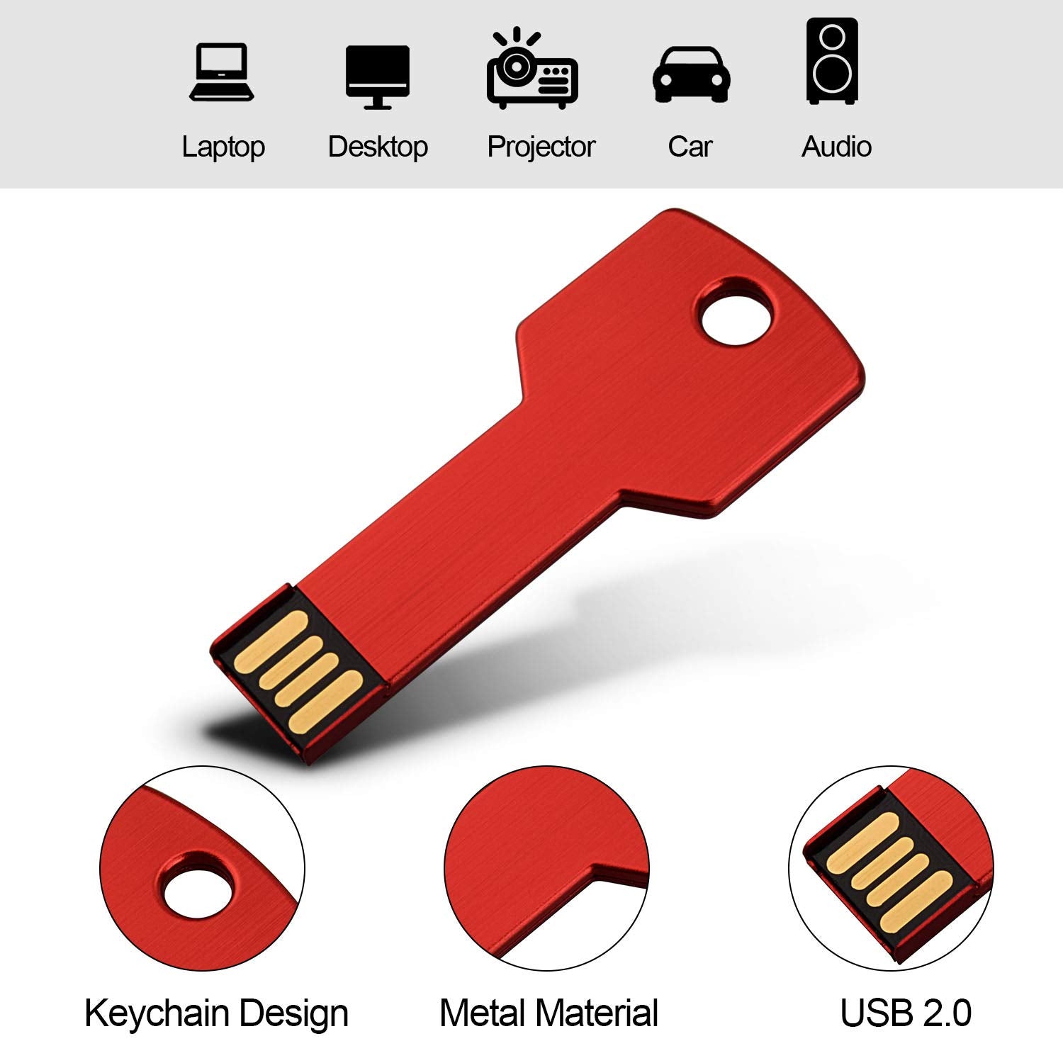 Raoyi 10 Pack 4Gb Usb Flash Drive Usb 2.0 Metal Key Shape Memory Stick Thumb Drive Pen Drive Red