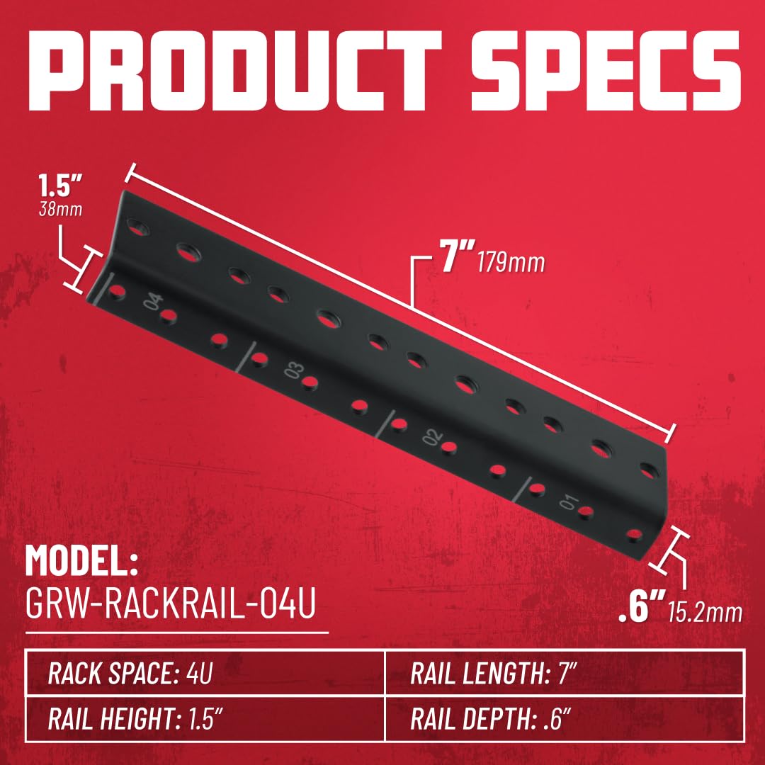Gator Rackworks Heavy Duty Steel Rack Rail Set, 4U Rack Size (Grw-Rackrail-04U)