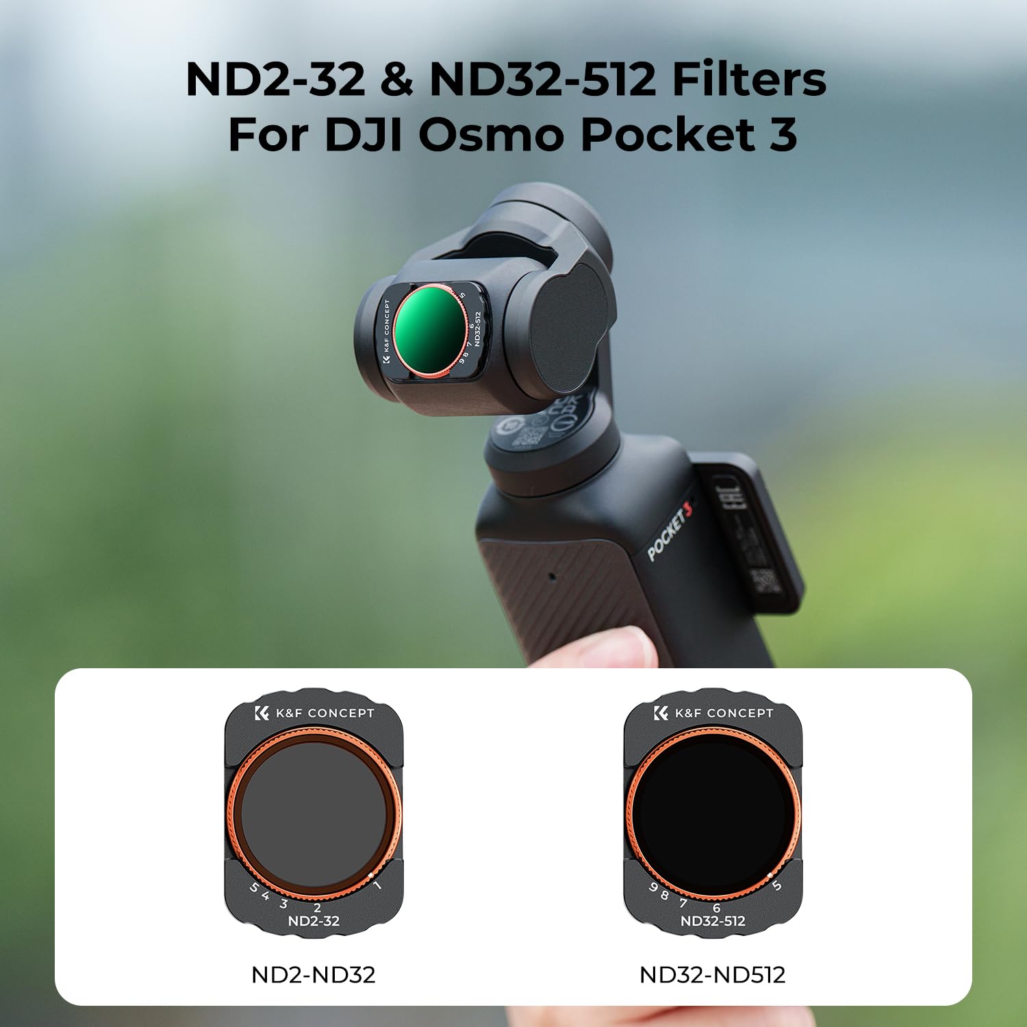 K&F Concept Adjustable Magnetic Nd Filters Set For Dji Osmo Pocket 3 Creator Combo, Adjustable Nd Filters 1 5 Stops + 6 9 Stops