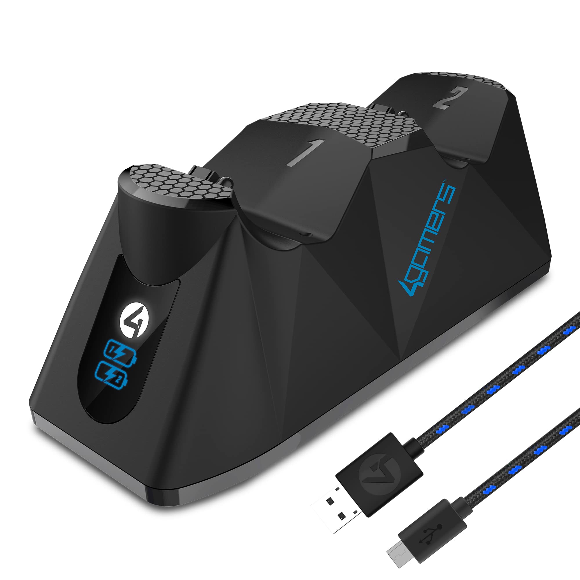 4Gamers SP-C100 Twin Charging Dock with 2M Play & Charge Cable Compatible with PS4