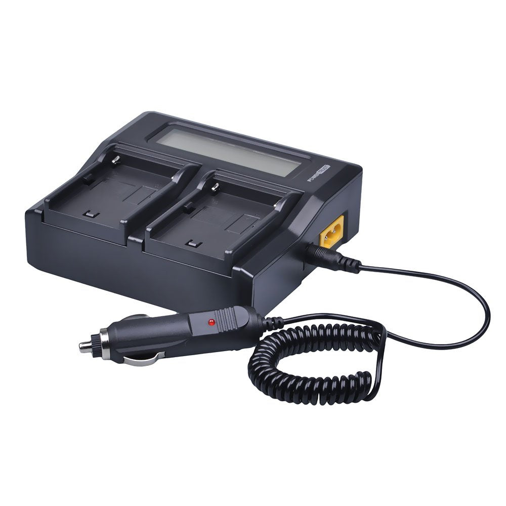 Powertrust 2 Pack 7200Mah Np F970 Np F960 Battery And Lcd Dual Fast Battery Charger For Sony Np F550 Np F570 Np F750 Np F770 Np