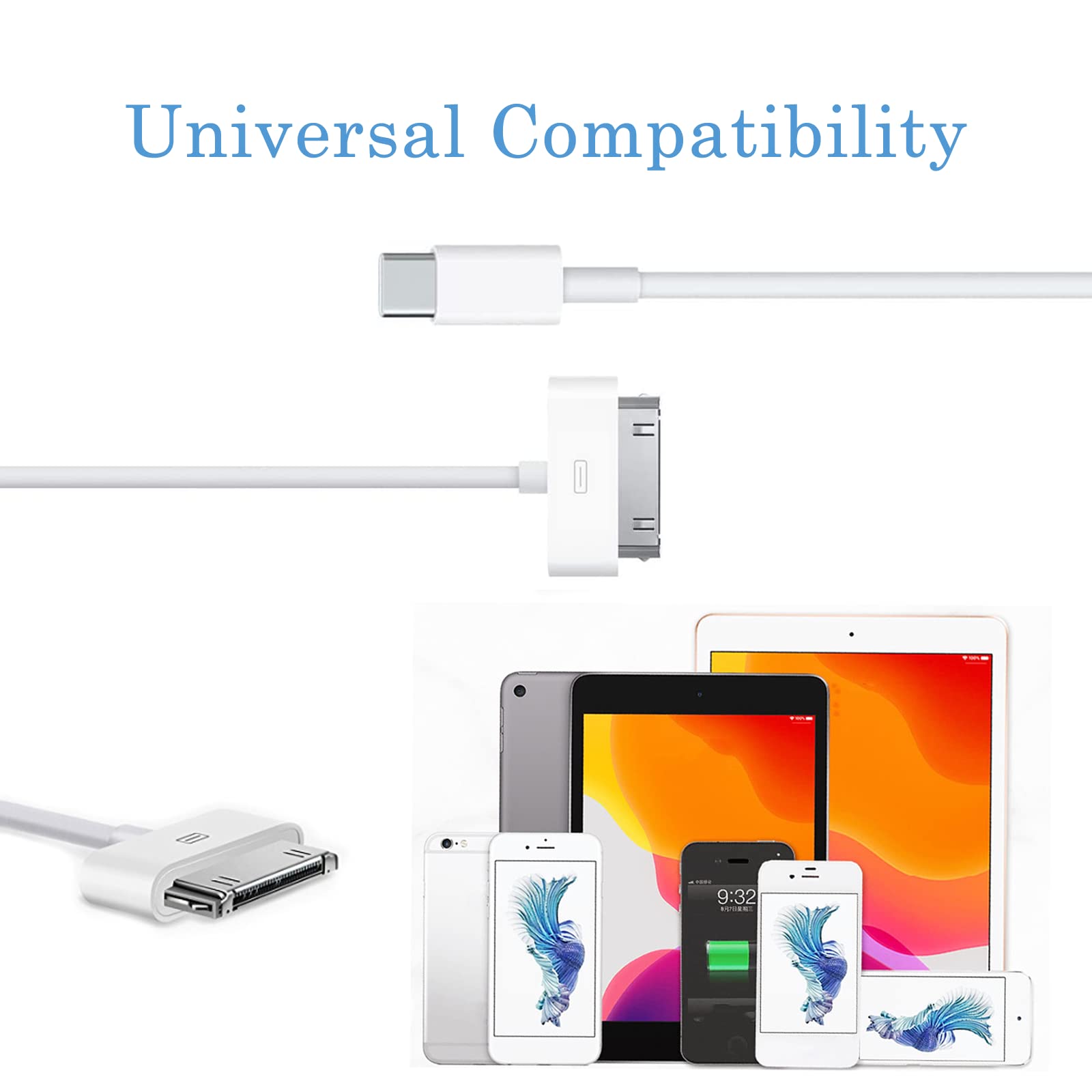 Arbove Usb C To 30 Pin Cable, 3Ft Type C To 30 Pin Cable Mains Charging Syncing Old Pad Phone Pod