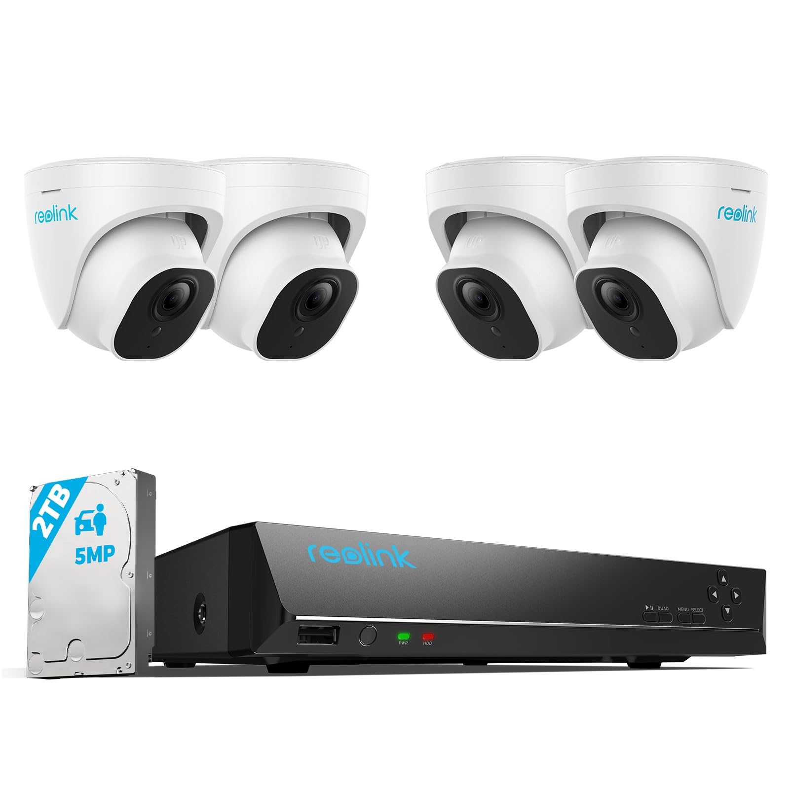 Reolink Smart 5Mp 8Ch Home Security Camera System, 4Pcs Wired Poe Ip Cameras Outdoor With Person/Pet/Vehicle Detection, 4K 8Ch Nvr With 2Tb Hdd For 24 7 Recording, Rlk8 520D4 5Mp