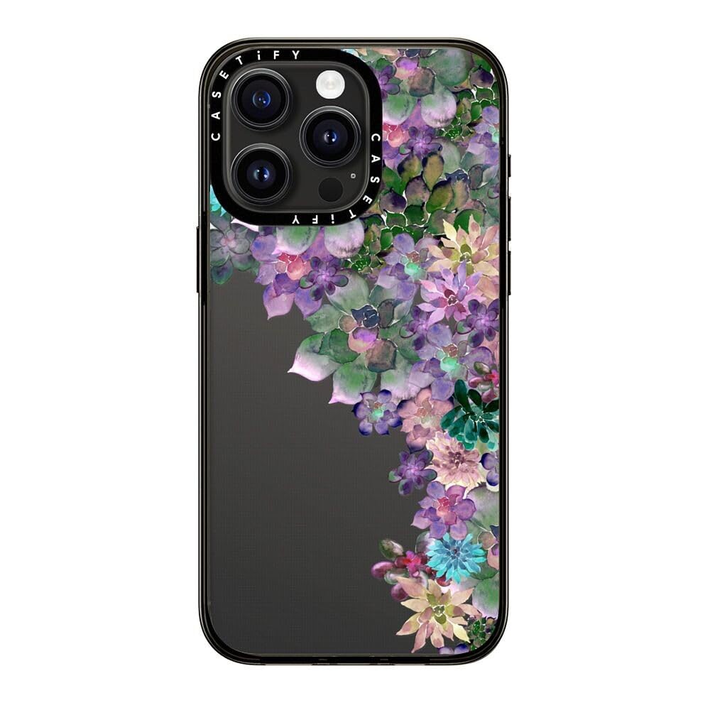 Casetify Compact Case For Iphone 15 Pro Max [2X Military Grade Drop Tested / 4Ft Drop Protection]   My Succulent Garden   Clear