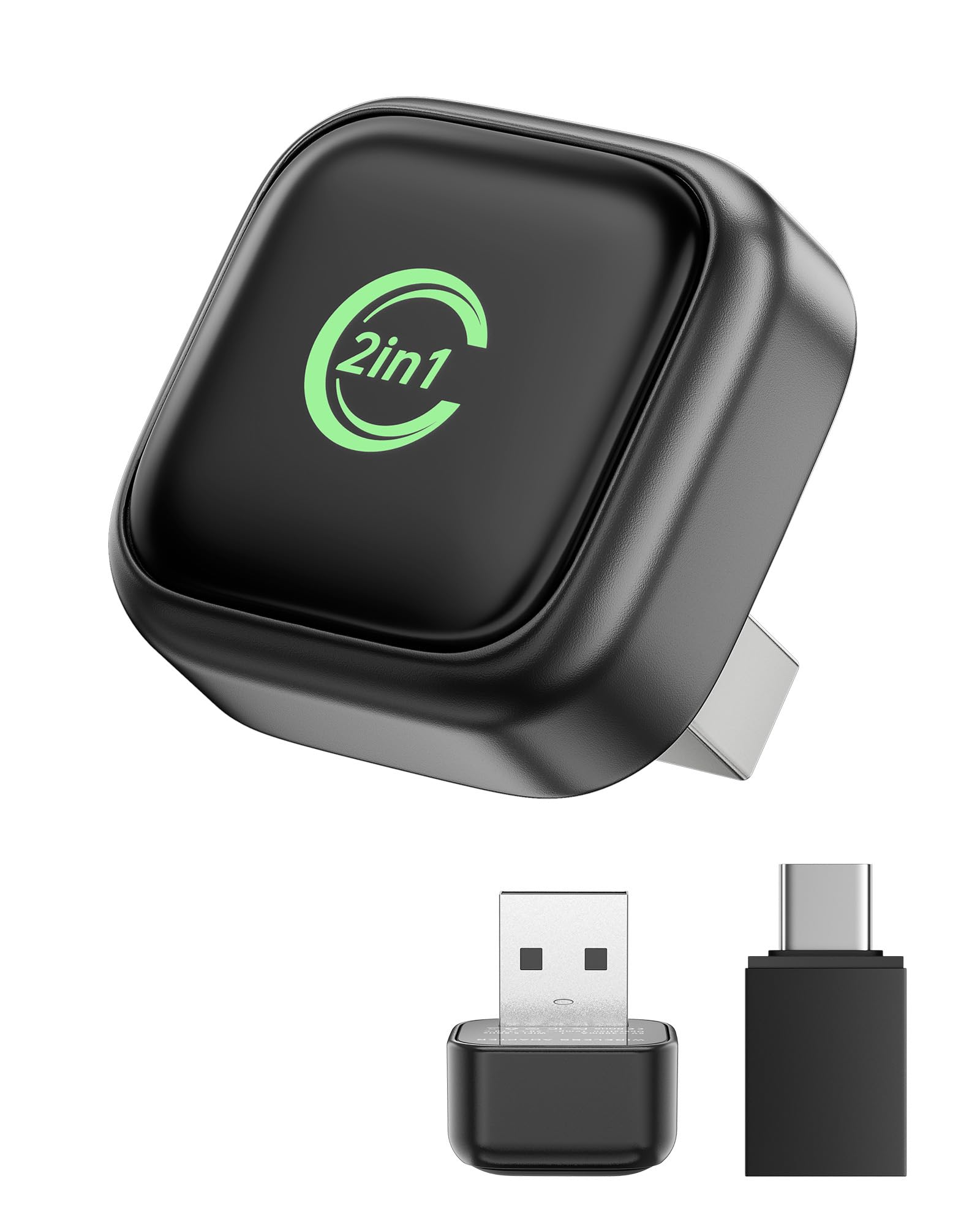 Wireless CarPlay Adapter, Convert Wired to Wireless, 2in1 CarPlay & Android Auto, Mini Plug & Play, Fast AutoConnect & No Lat