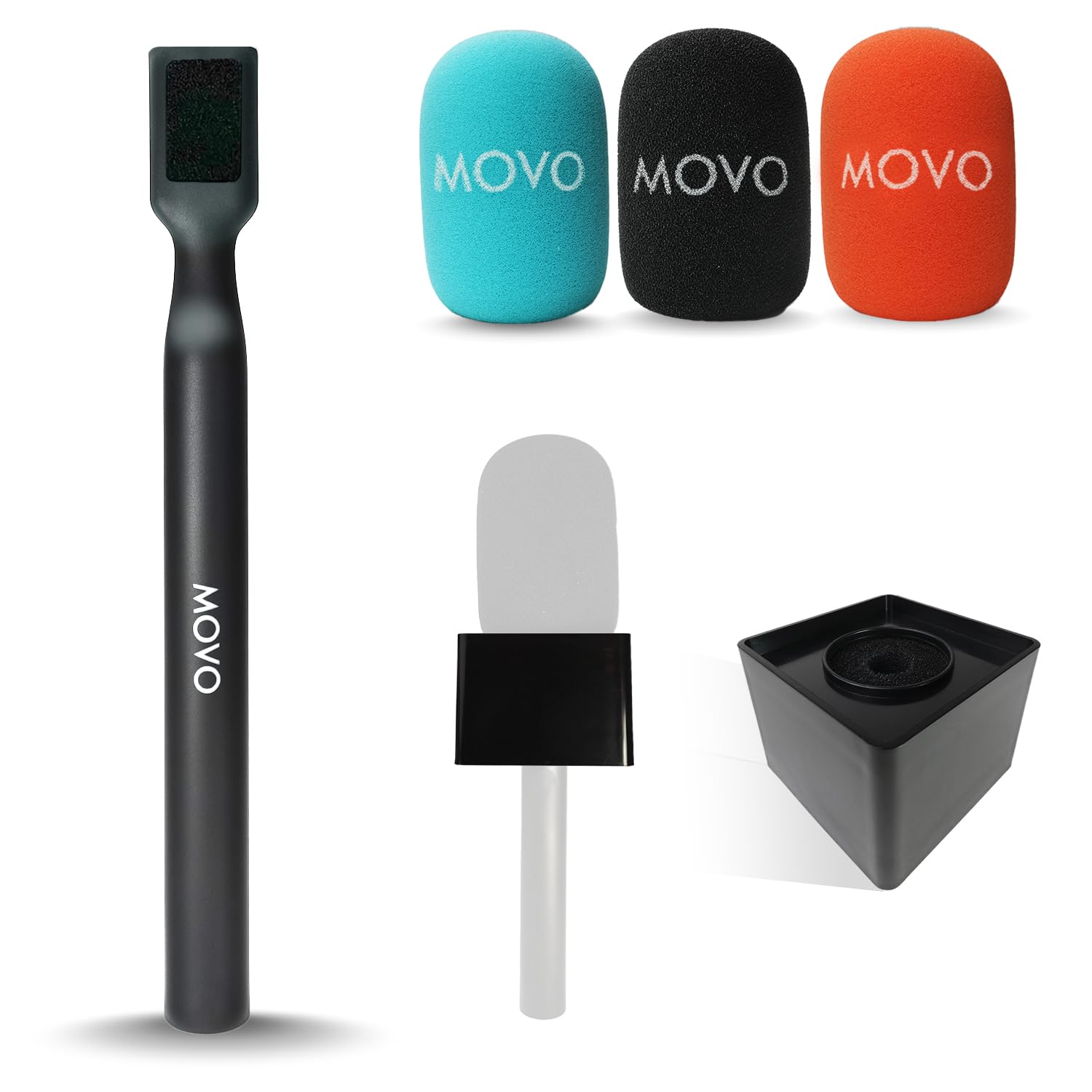 Movo Wmx Hm Wireless Interview Microphone Adapter W/Mic Flag   Compatible With Dji Mic, Rode Wireless Go, Hollyland Lark, And Mo