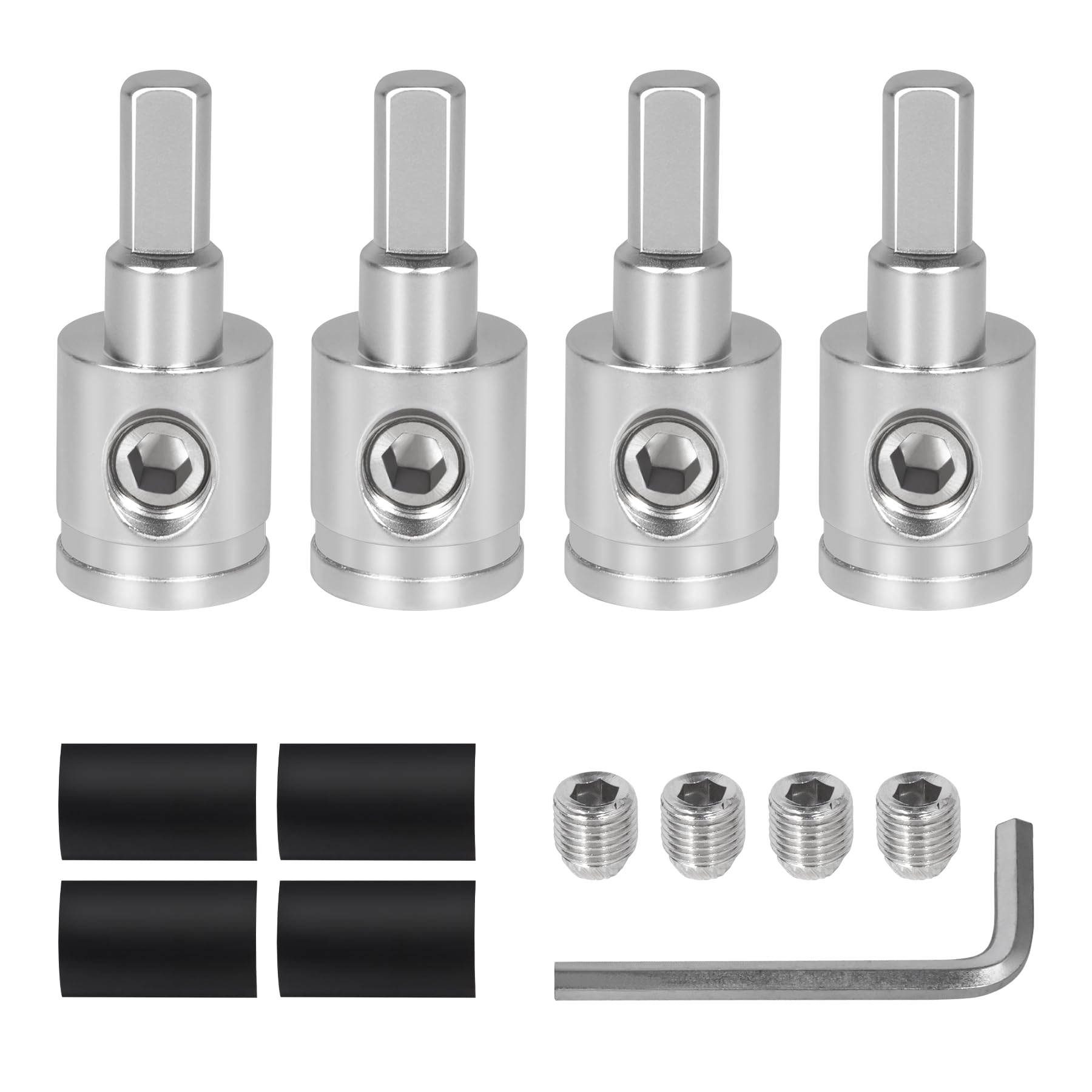 4 Pack Amp Input Reducer From 0 Gauge To 4 Gauge With Heat Shrink Tubes For Car Audio Systems, 0 Gauge Terminals Amp Wire Connec