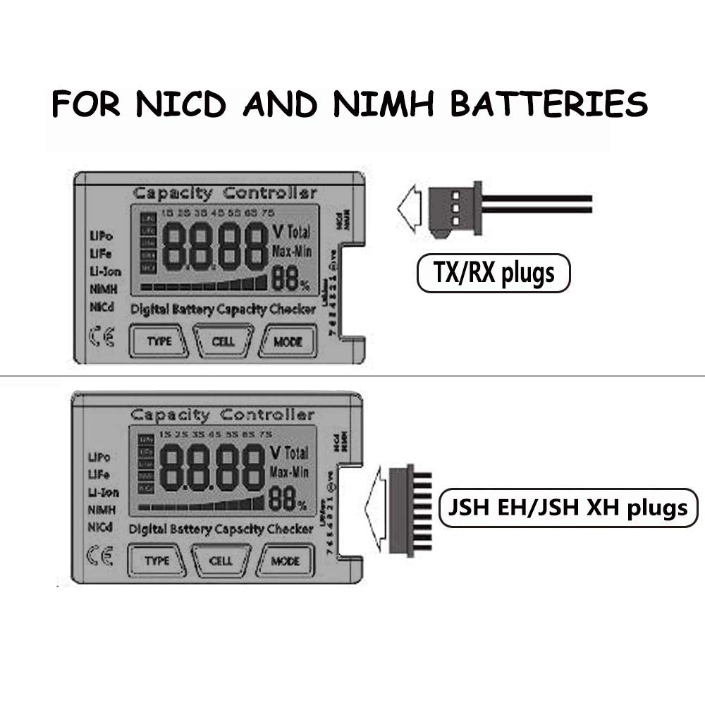Fly Rc Cellmeter 7 Digital Battery Capacity Checker Controller Tester Voltage Tester For Lipo Li Ion Nimh Nicd Battery