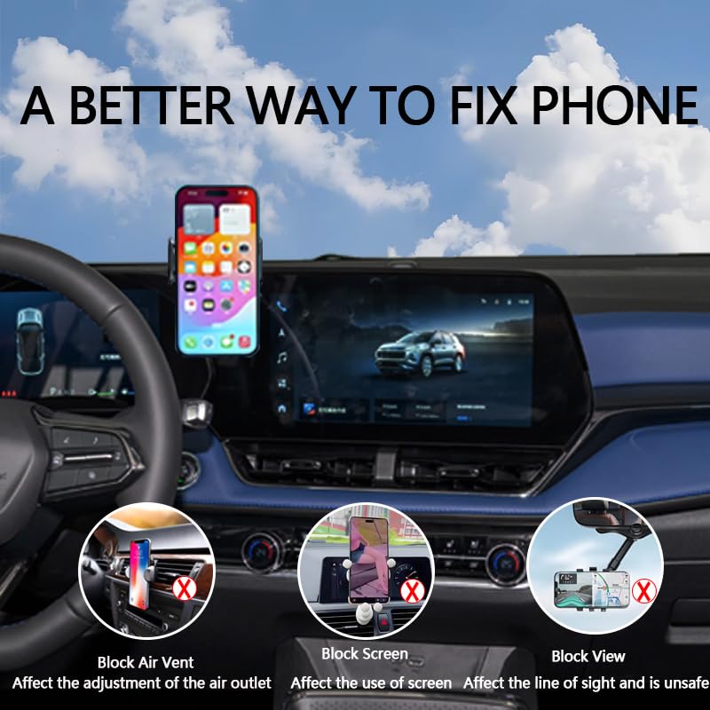 Juborre Car Phone Holder For 2021-2025 Elantra Accessories,Phone Mount For Elantra,Hands-Free 360 Degree Rotation Dash Mount Cel