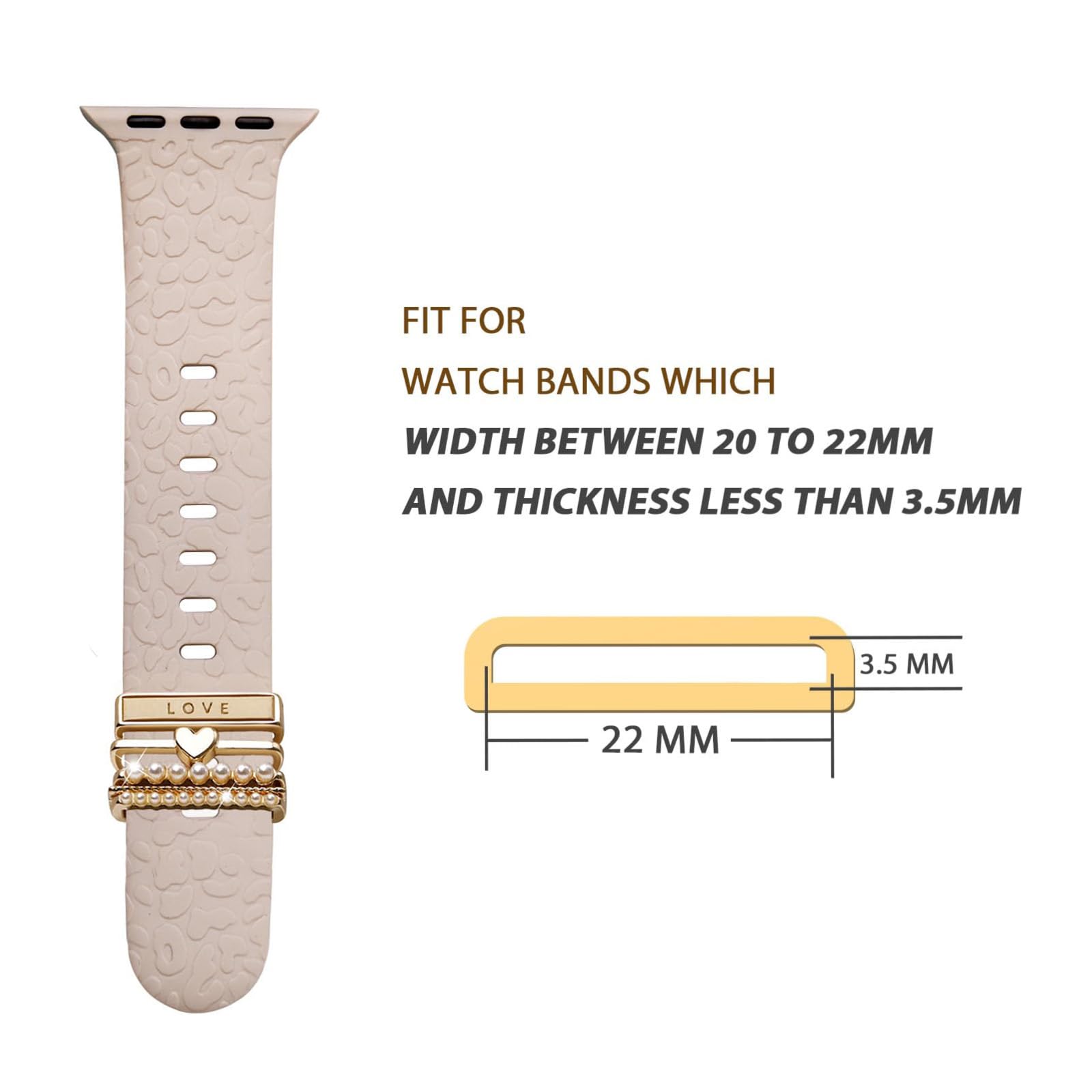 Popiground Watch Band Charms Decorative Rings Loops Compatible With Apple Watch 38/40/41Mm 42/44/45Mm Slide Metal Watch Bands Ac