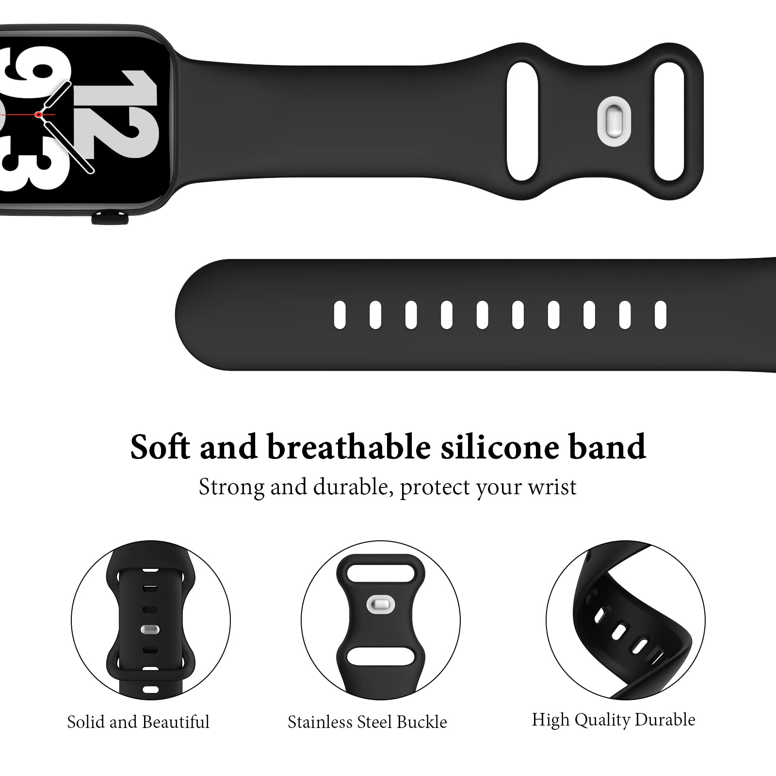 6 Pack Silicone Bands Compatible With Apple Watch Band 38Mm 40Mm 41Mm 42Mm 44Mm 45Mm 46Mm 49Mm Women Men, Soft Sport Strap Repla