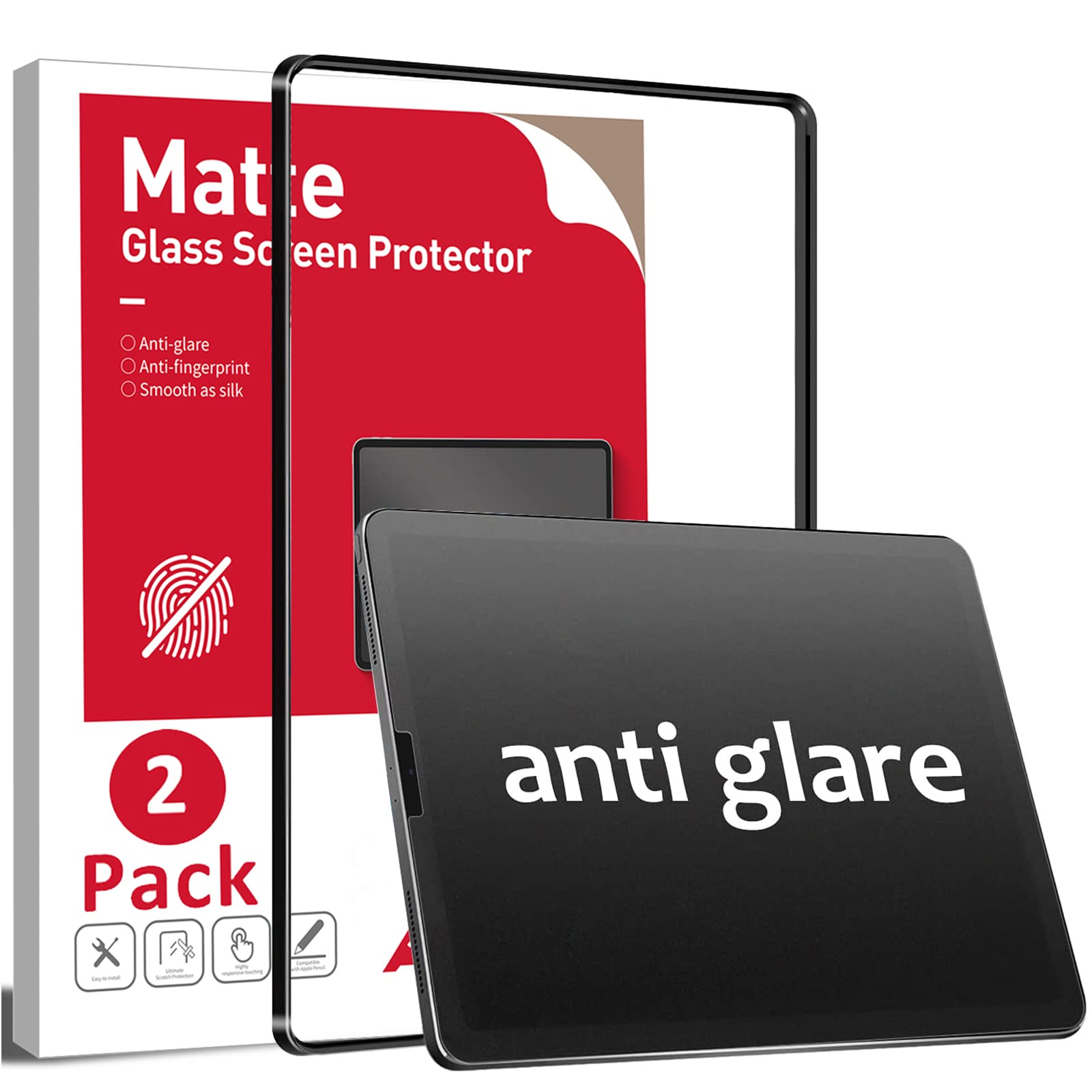Ambison [2Pack Matte Glass Screen Protector Compatible With Ipad Pro 11 2022, Writing Smooth/Anti Glare, Reduce Nib Wear, Fingerprint Free For Ipad Pro 11 /Ipad Air 5/Ipad Air 4Th Generation