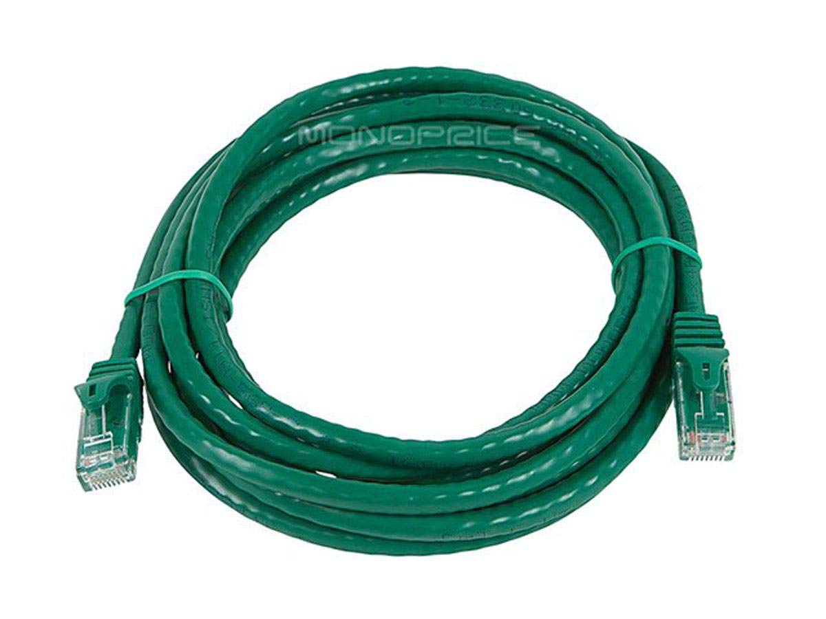 Monoprice Cat6 10Ft Green Patch Cable Utp 24Awg 550Mhz Pure Bare Copper Snagless Rj45 Flexboot Series Ethernet Cable