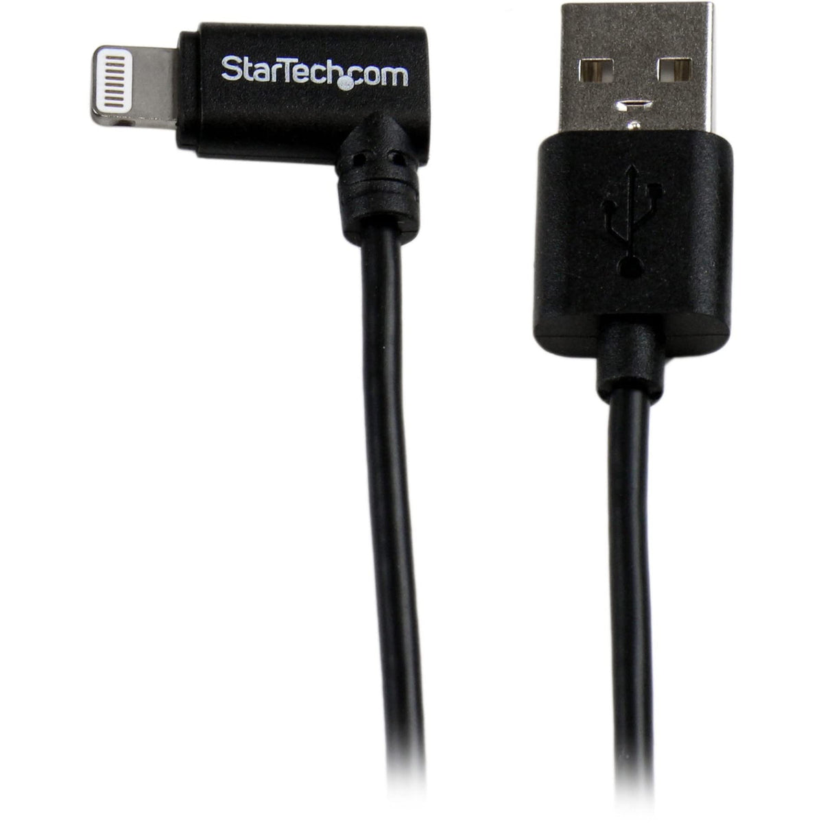 Startech.Com 2M 6Ft Angled Black Apple 8 Pin Lightning To Usb Cable For Iphone Ipod Ipad   Angled Lightning Cable   Charge & Syn
