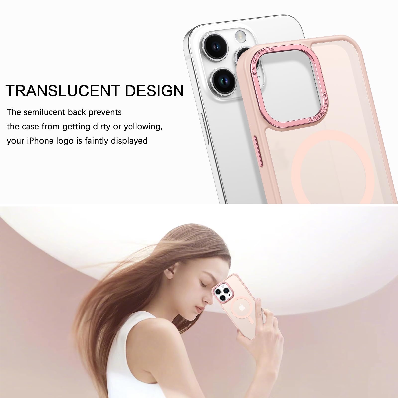 Bentoben For Iphone 15 Pro Max Phone Case,Iphone 15 Pro Max Magnetic Case [Compatible With Magsafe] Translucent Matte Slim Shock