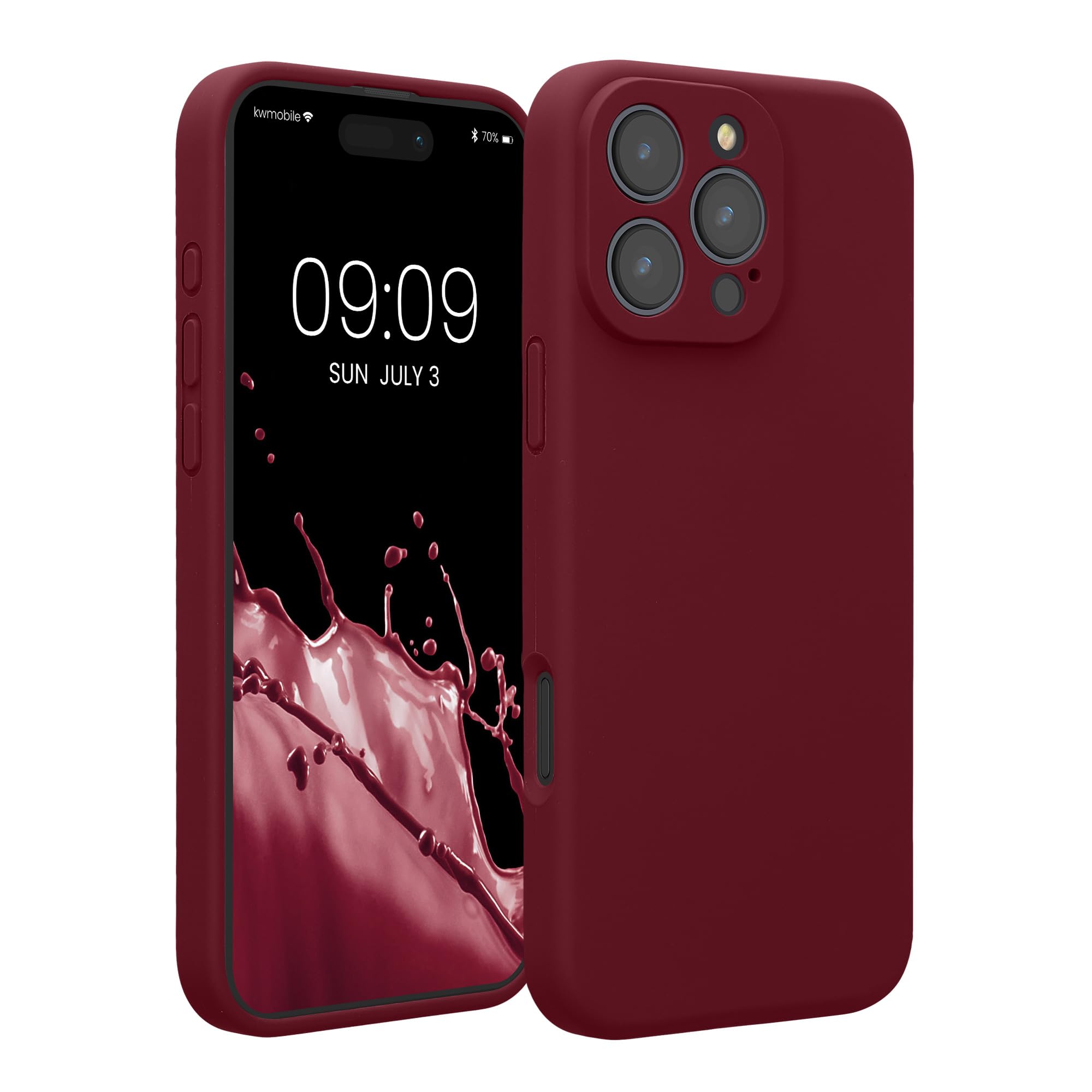 kwmobile Case Compatible with Apple iPhone 16 Pro Max Case - Slim TPU Silicone Phone Cover - Soft Touch Finish - Rhubarb Red
