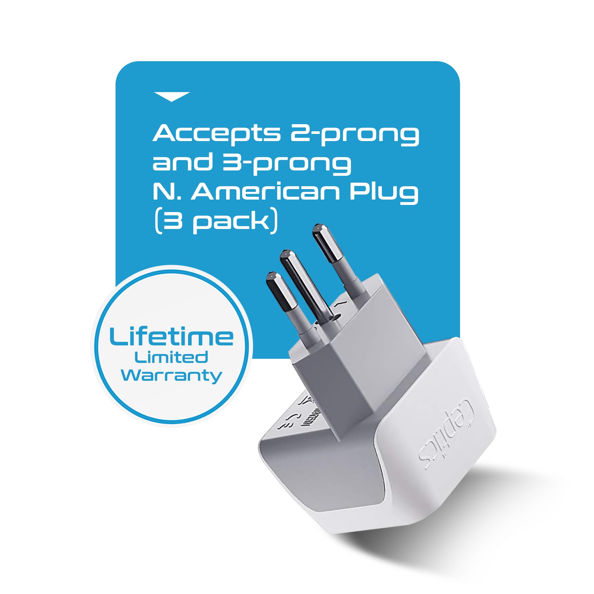 Ceptics Brazil Travel Adapter Plug With Dual Usa Input   Type N (3 Pack   Ultra Compact   Safe Grounded Perfect For Cell Phones,